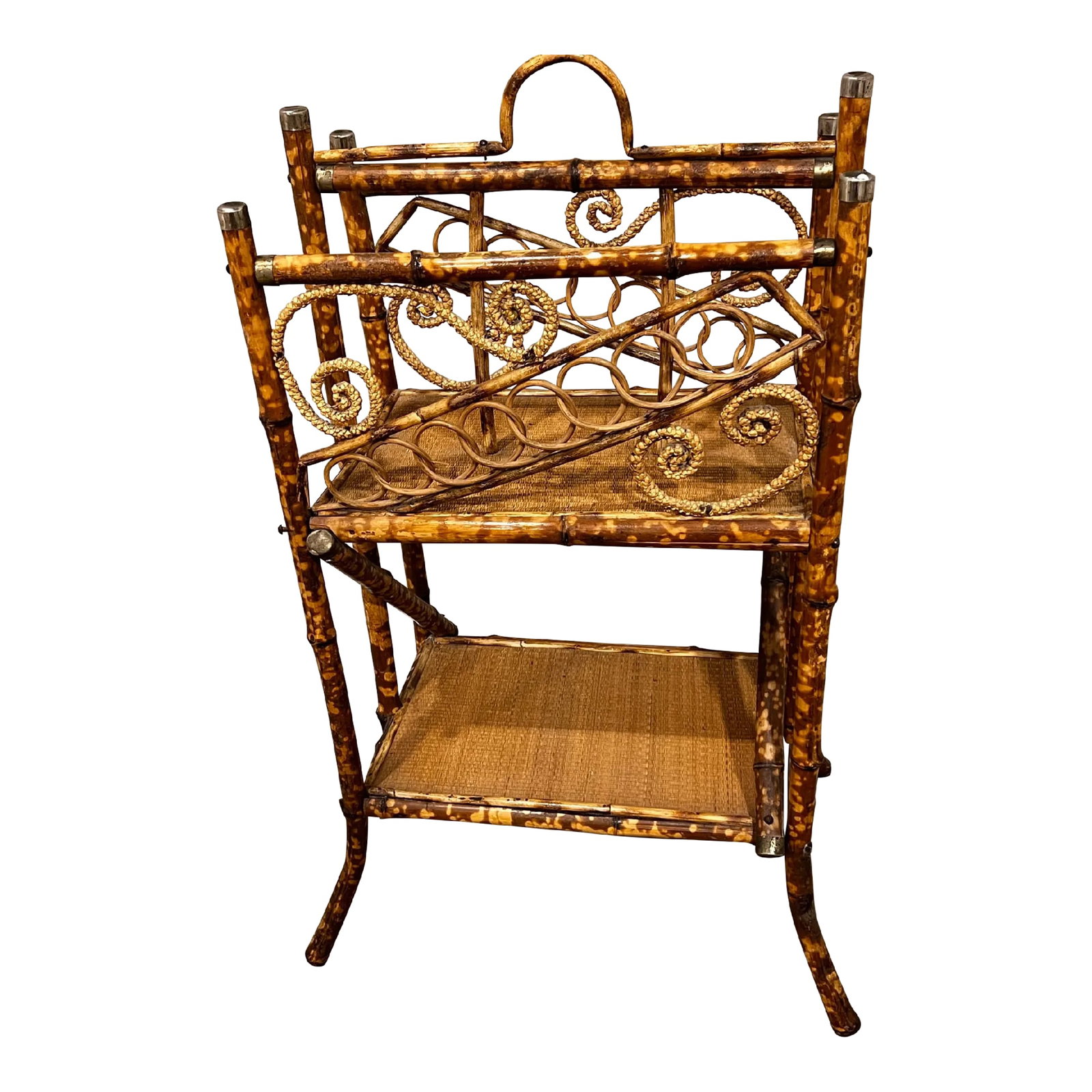 Victorian Style Smoked Bamboo Magazine Rack: Smoked bamboo furnishings were very popular in Europe during the second half of the 19th century which coincided with the Victorian Period in England. Japonism was the craze all over and bamboo