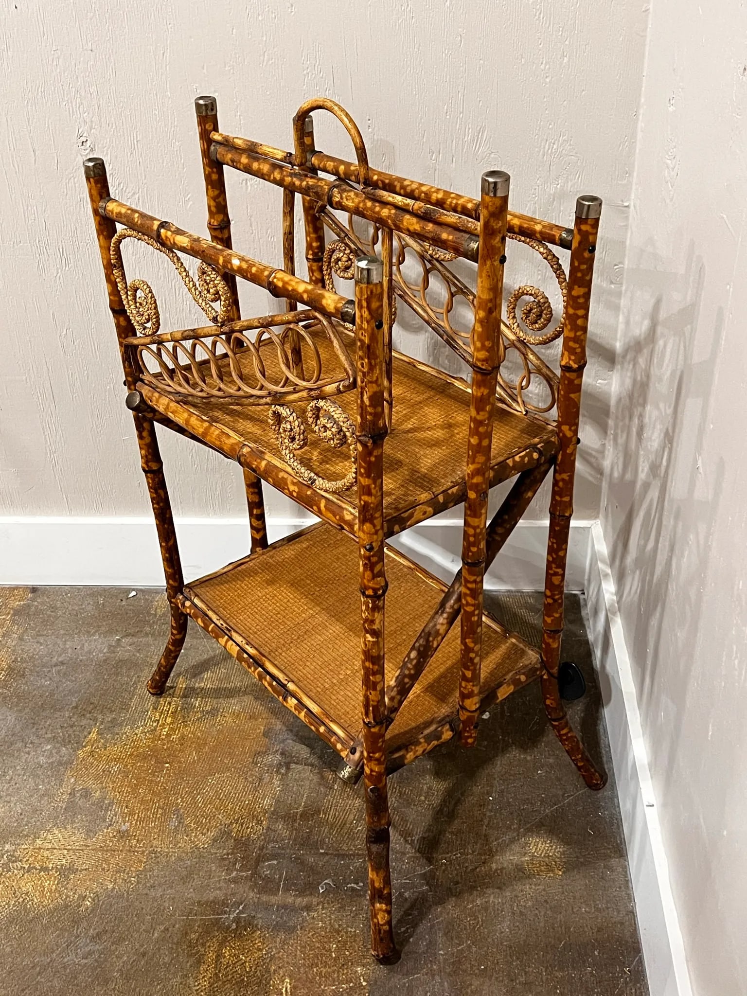 Victorian Style Smoked Bamboo Magazine Rack - 2