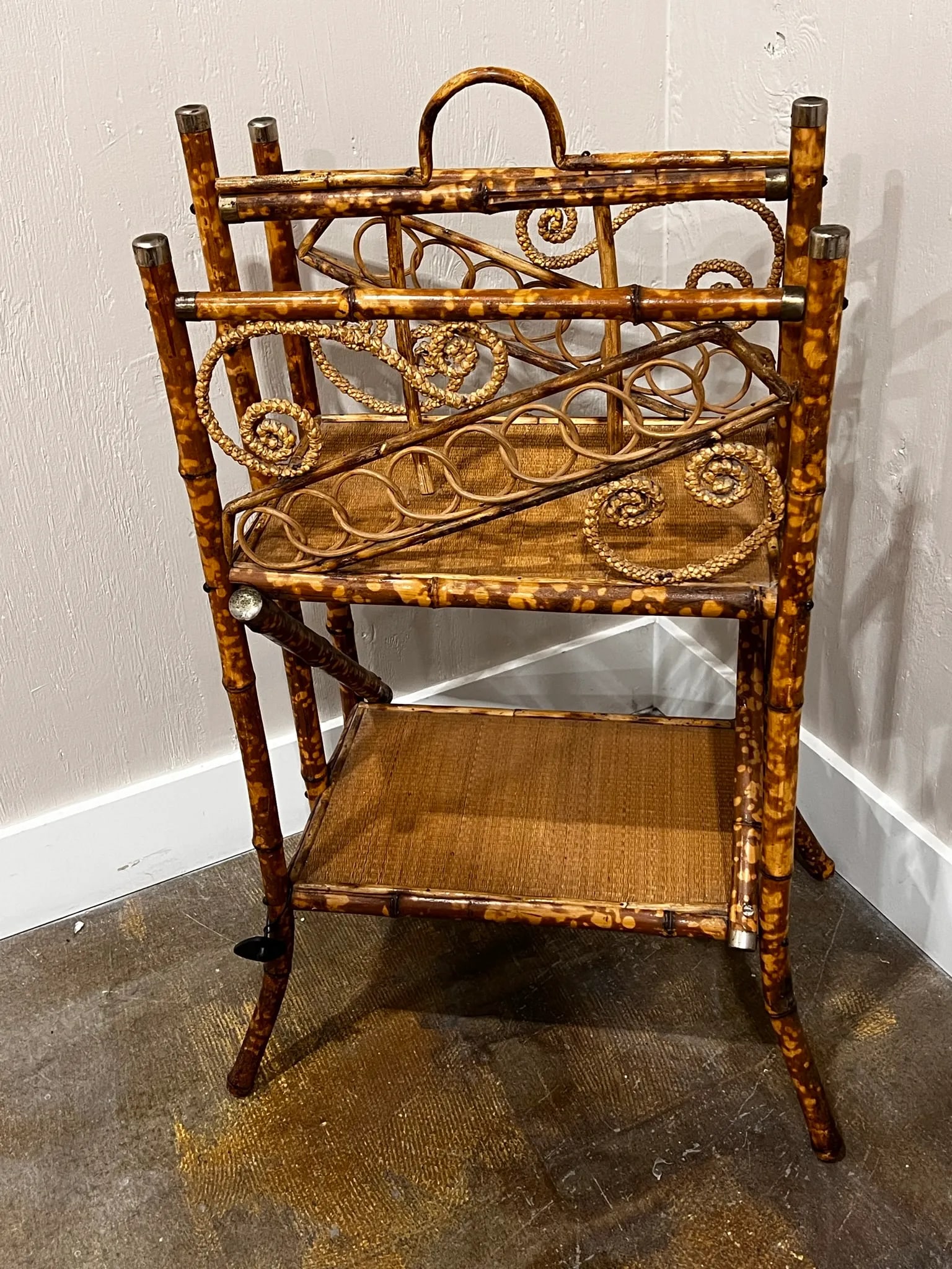 Victorian Style Smoked Bamboo Magazine Rack - 3