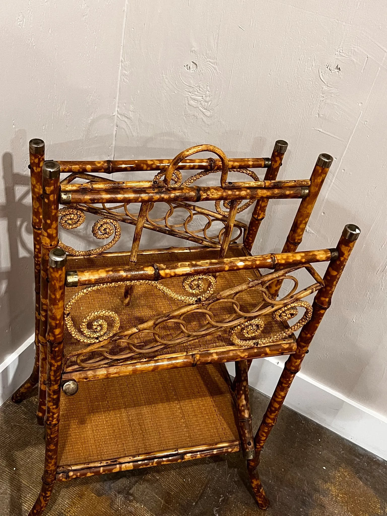 Victorian Style Smoked Bamboo Magazine Rack - 4