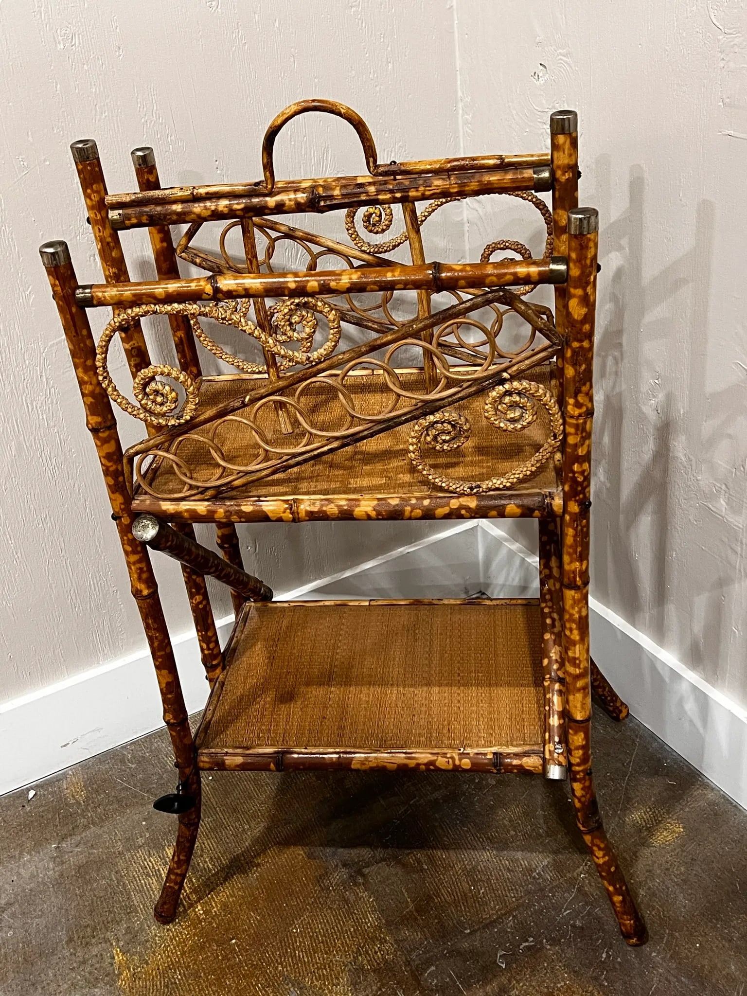 Victorian Style Smoked Bamboo Magazine Rack - 5