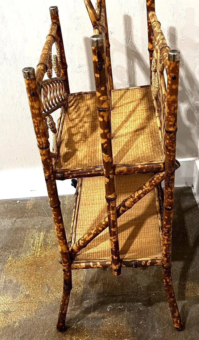 Victorian Style Smoked Bamboo Magazine Rack - 6