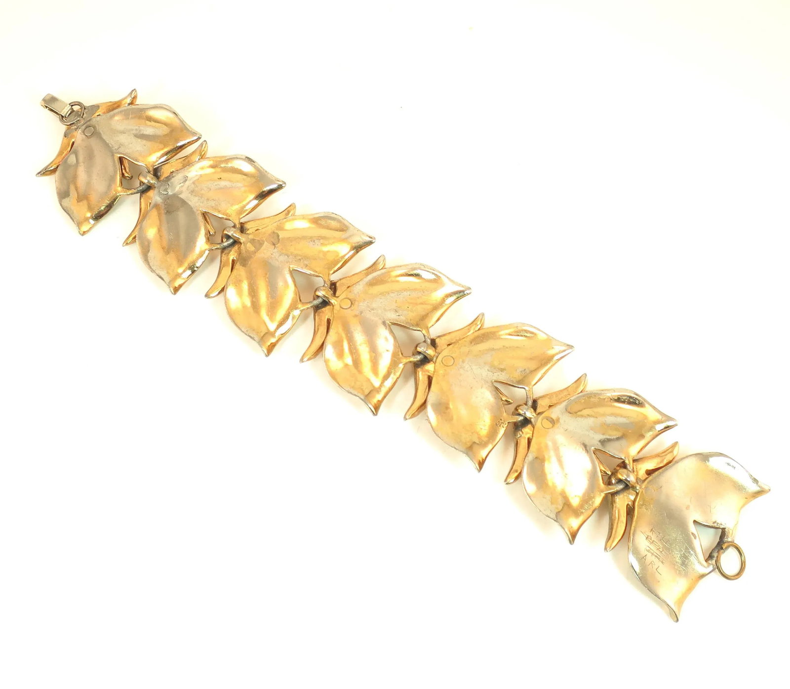 Vintage 1940s Mid-Century Modern Emerald Crystal Link Bracelet - 9