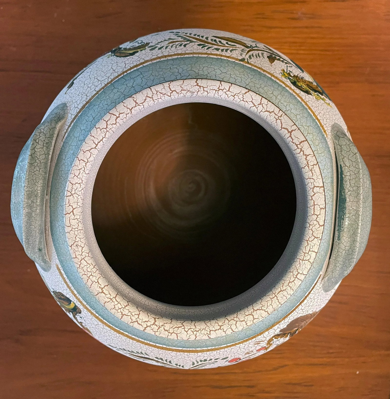 Vintage Reproduction of White Background Greek Vase Ampora and Lid With 3-D Dove on Top - 6