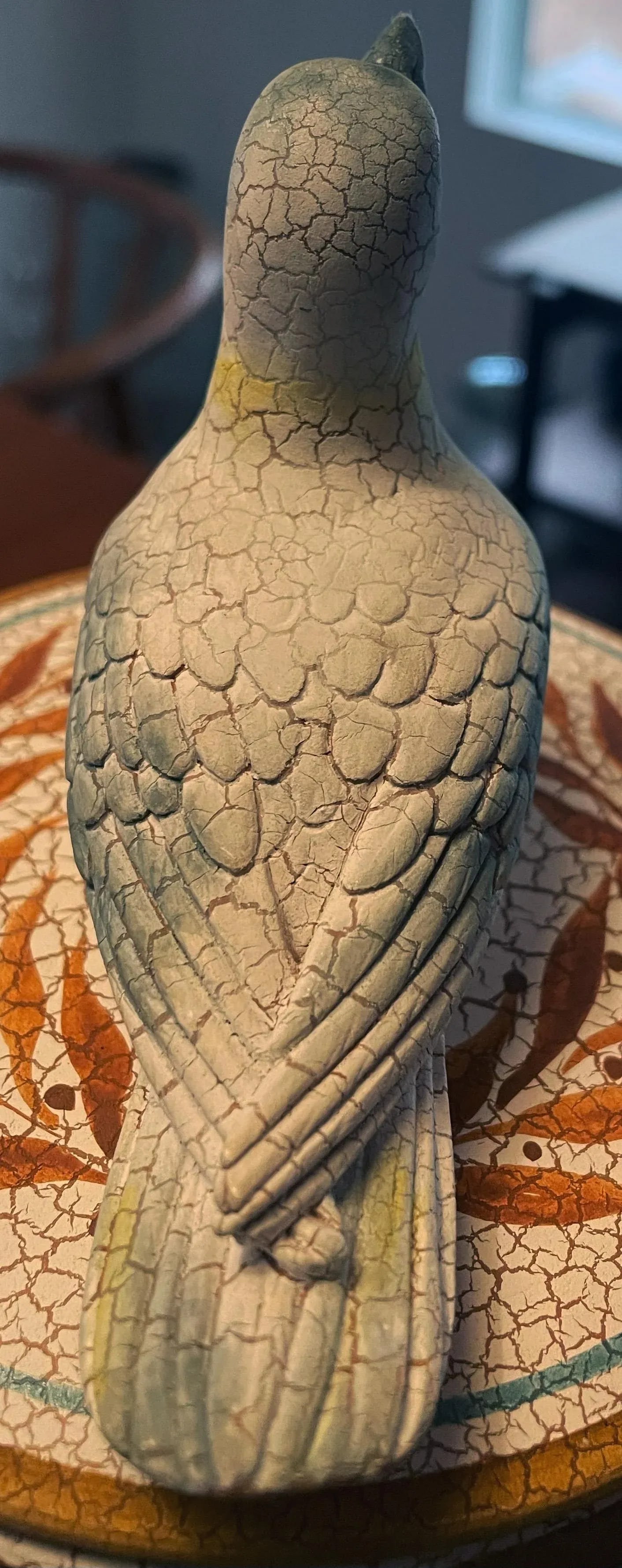 Vintage Reproduction of White Background Greek Vase Ampora and Lid With 3-D Dove on Top - 7