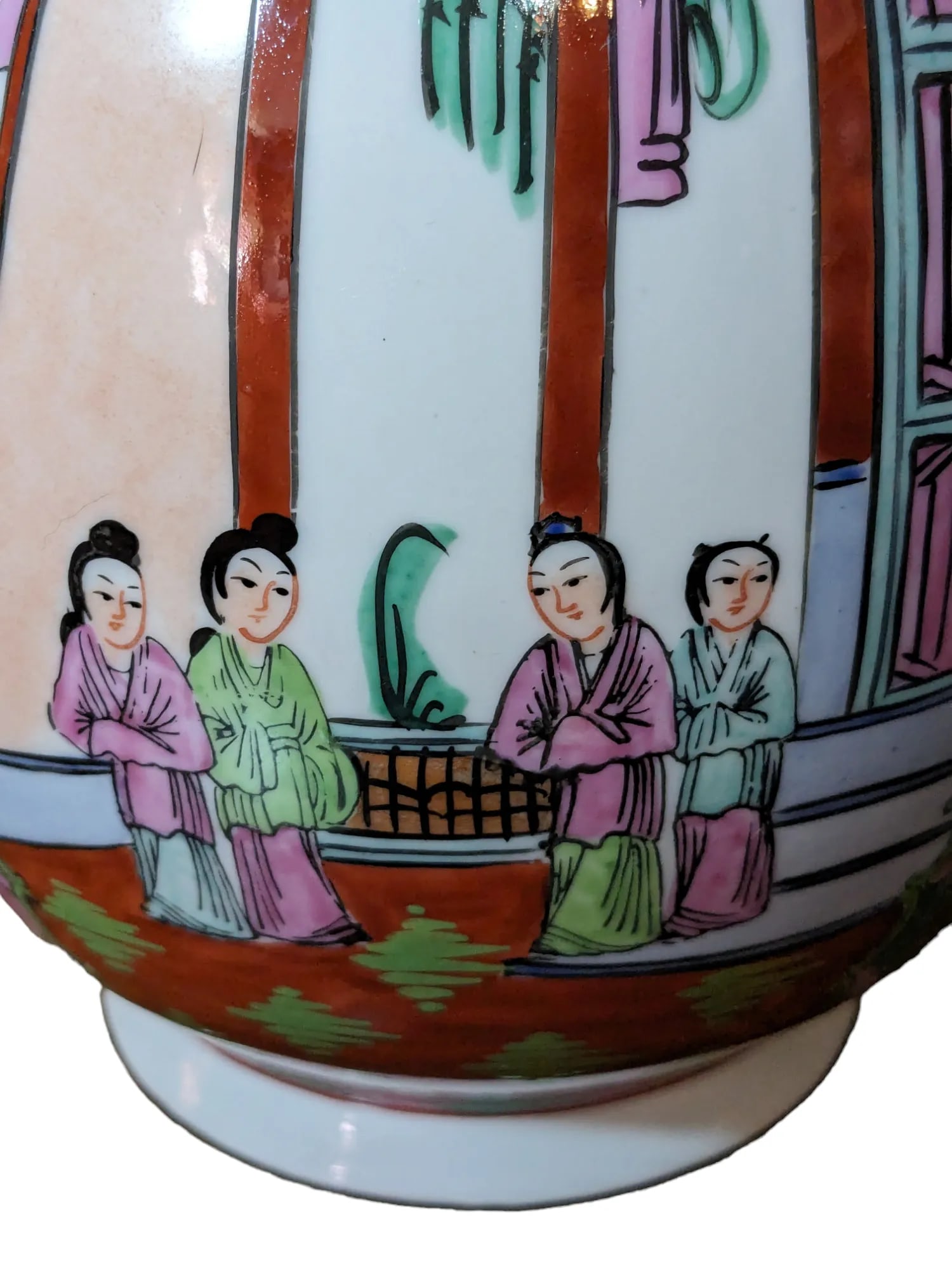 Vintage Chinese Porcelain Vase, Famille Rose, Qianlong Nian Zhi - 6