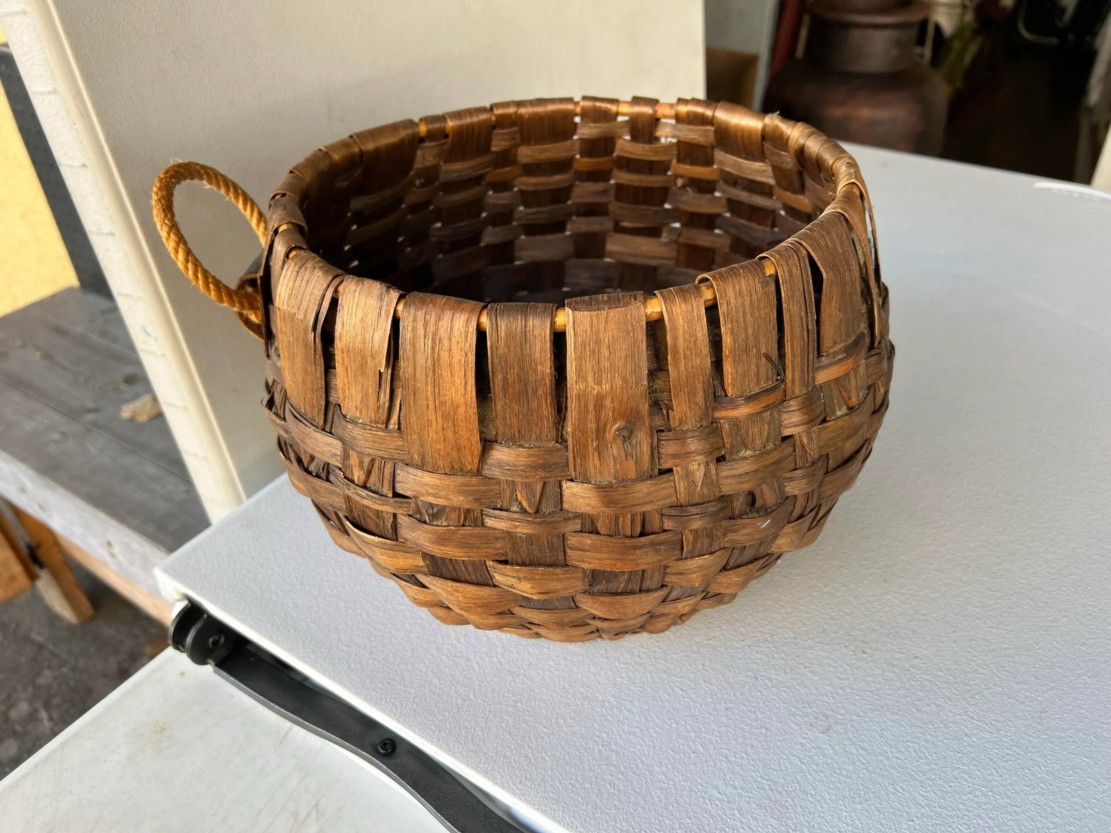 Mid 20th Century Mid Century Round Bentwood Basket Handmade in Italy - 3