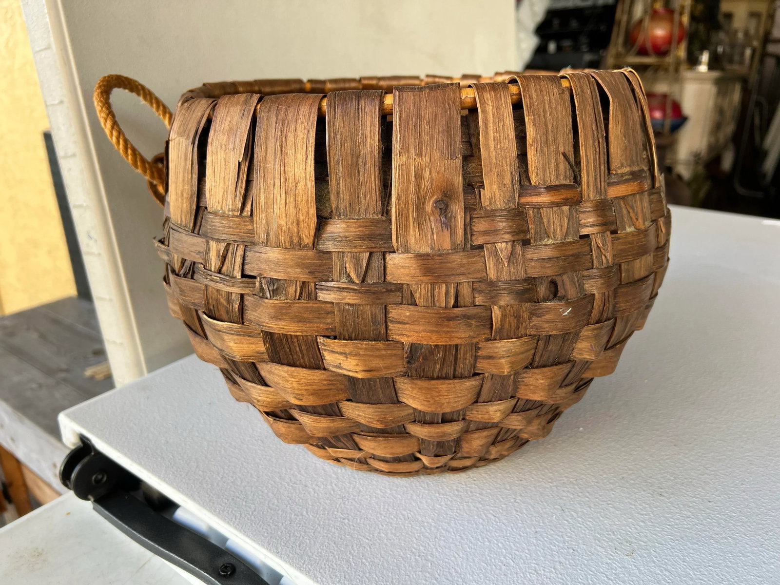 Mid 20th Century Mid Century Round Bentwood Basket Handmade in Italy - 4
