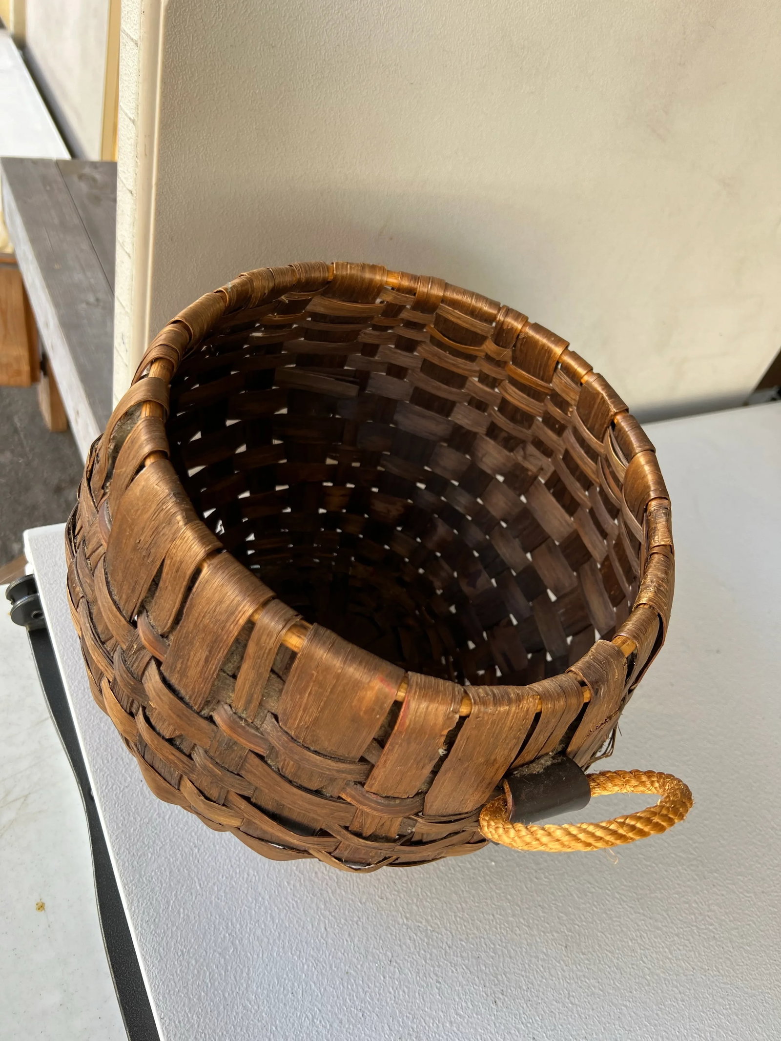 Mid 20th Century Mid Century Round Bentwood Basket Handmade in Italy - 5