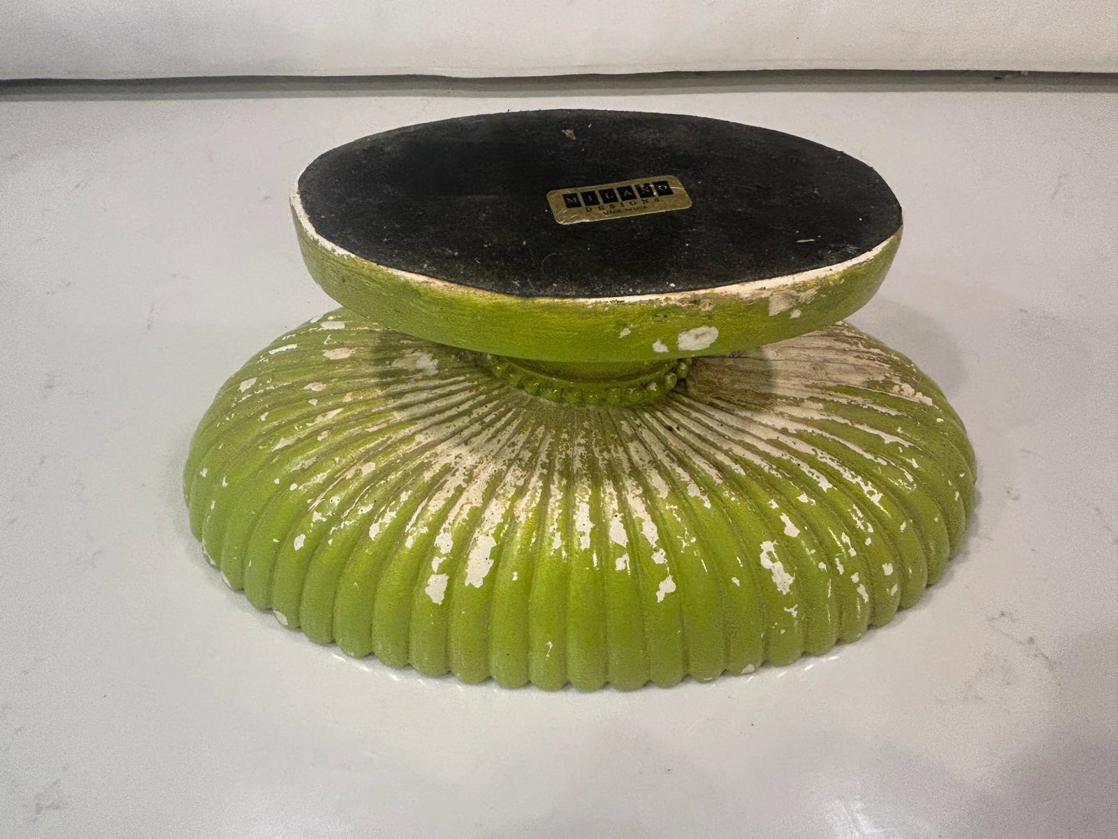 Vintage Hollywood Regency Plaster Pedestal Bowl by Milano With Green Apples-Set of 9 - 7
