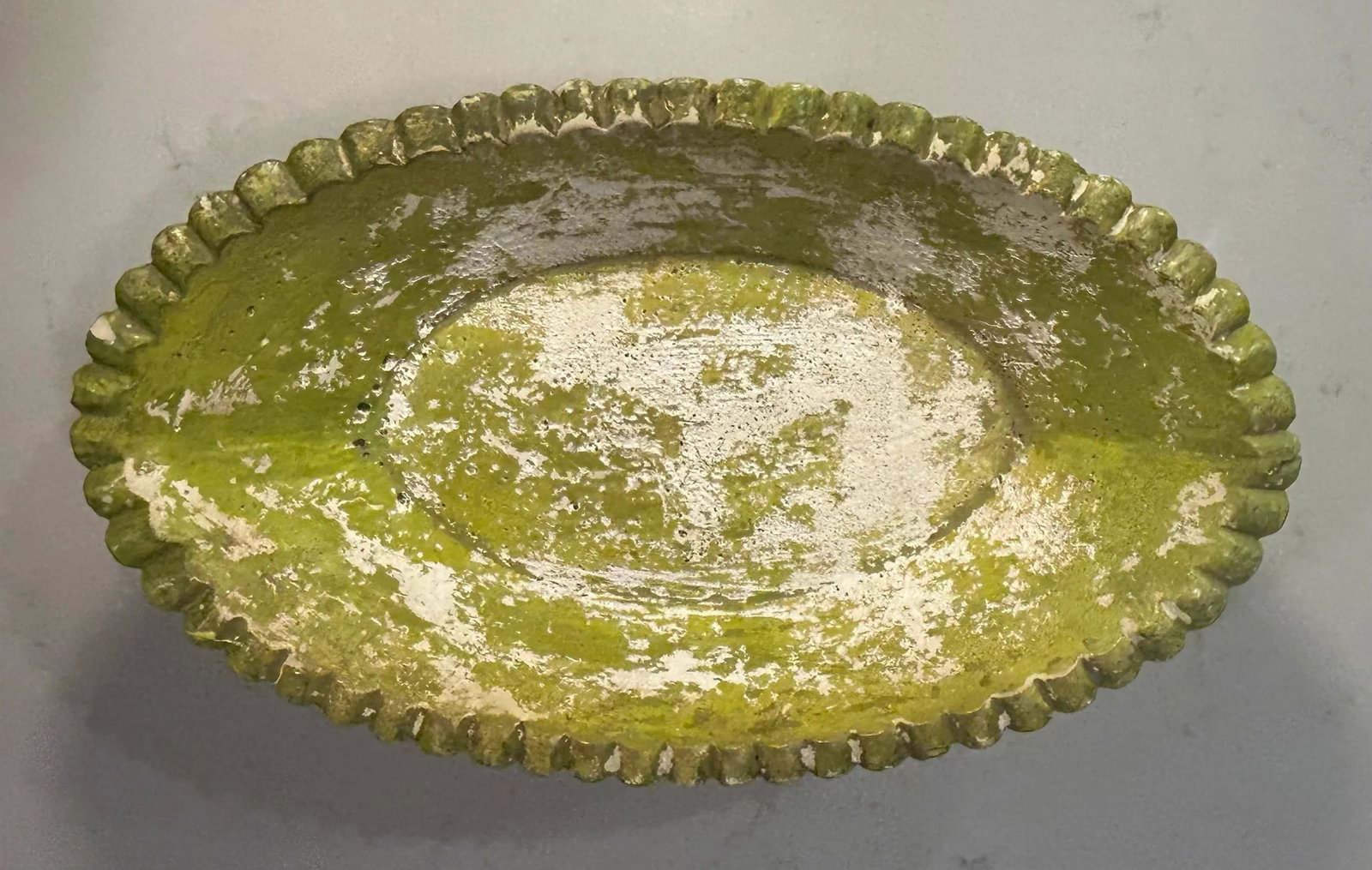 Vintage Hollywood Regency Plaster Pedestal Bowl by Milano With Green Apples-Set of 9 - 9