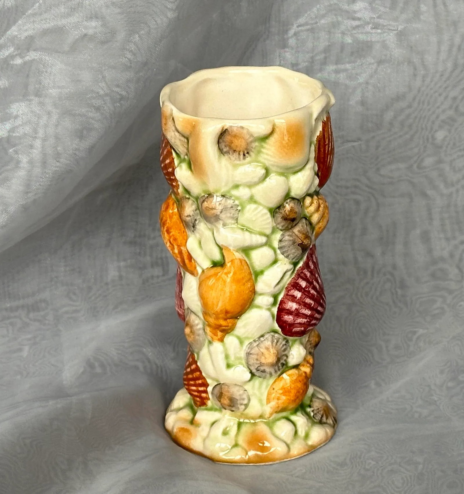 English Art Pottery Seashell Vase - 3