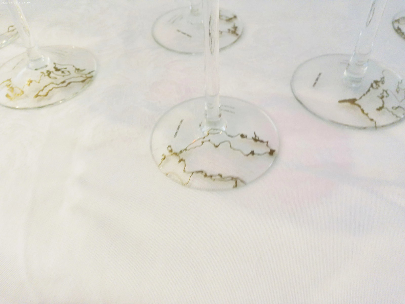 Vintage Romanian Hand-Blown Art Glass Wine Glasses, Set of 6 - 4