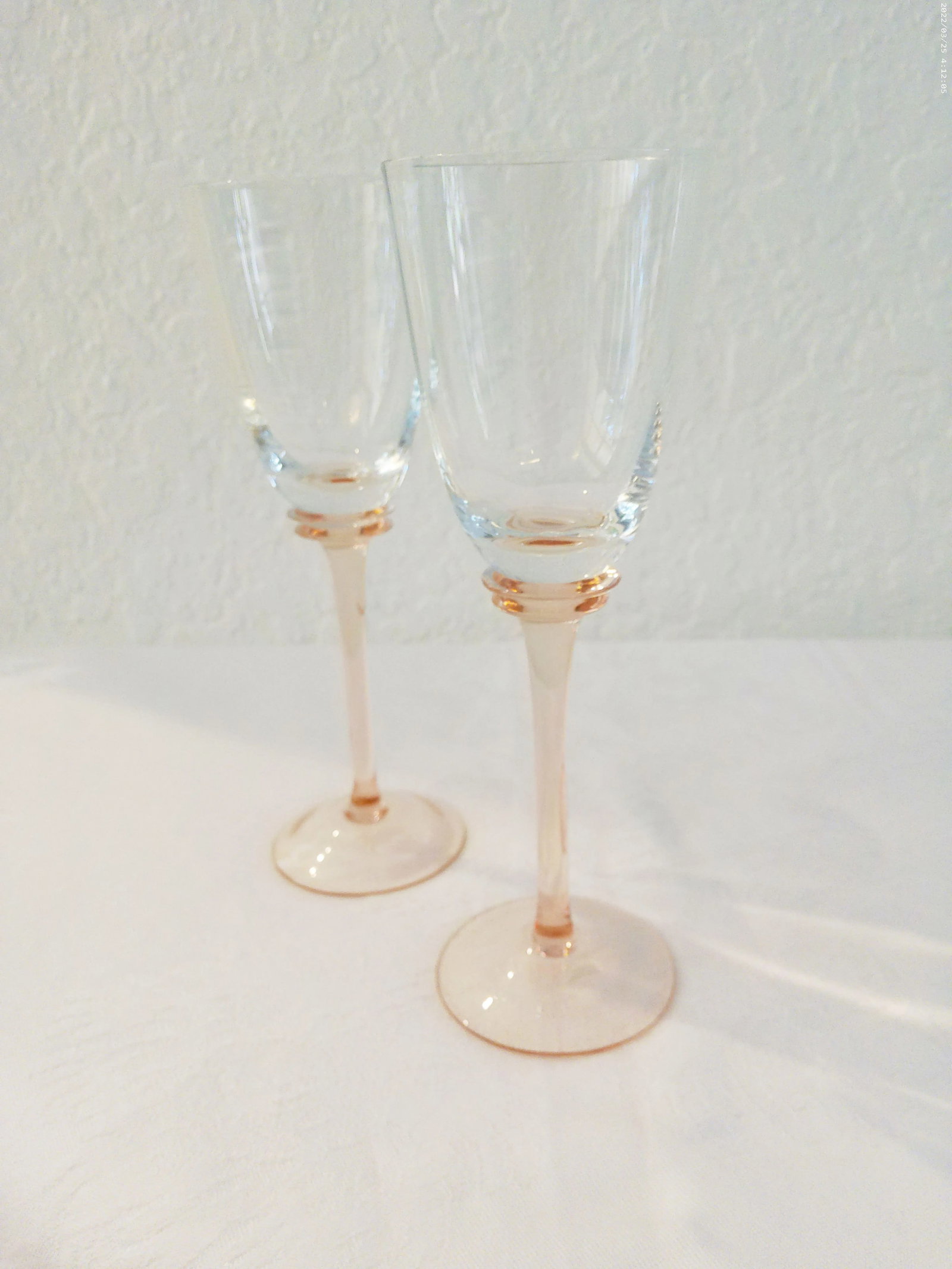 Mid-Century Pink Stemmed Crystal Glasses, Set of 6 - 2