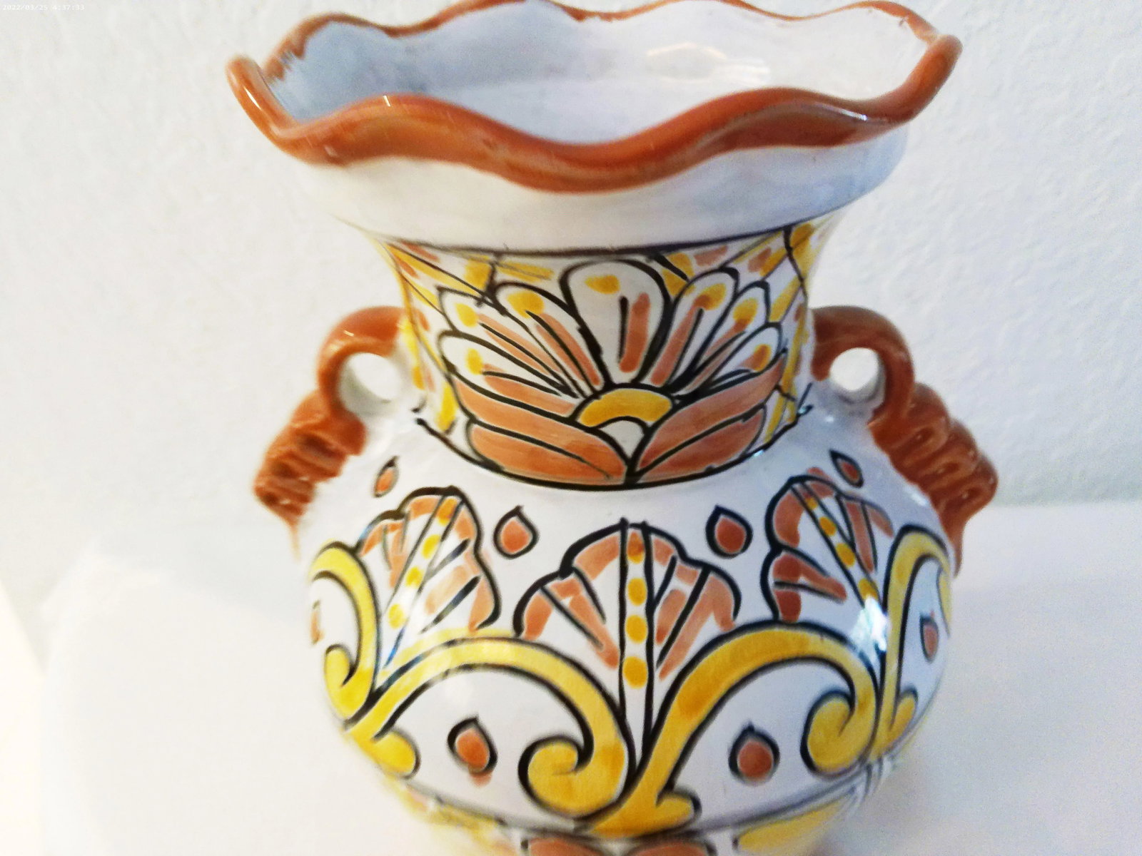 Large Vintage Mexican Talavera Pottery Vase - 3