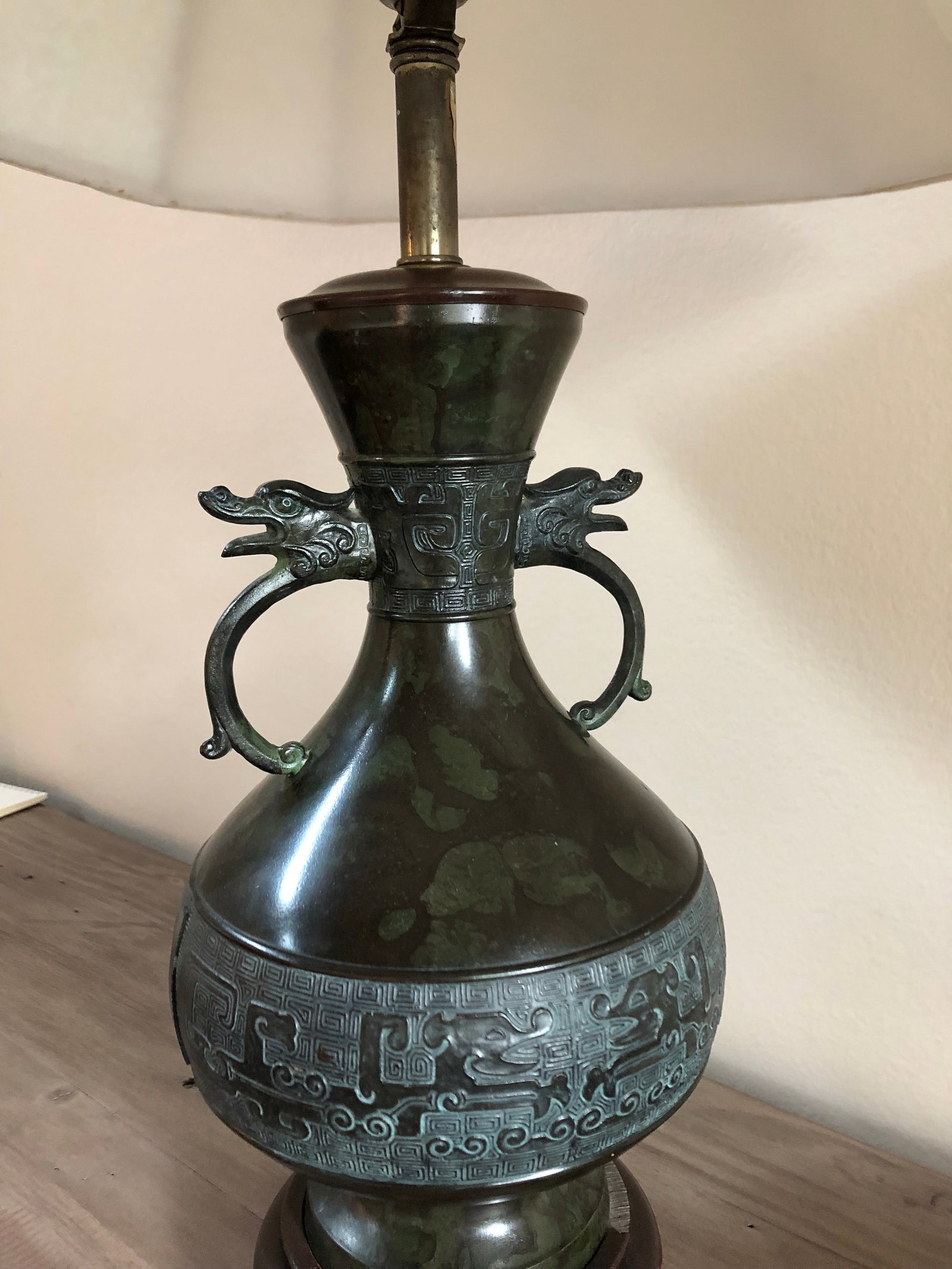 Vintage Mid-Century Chinese Bronze Marbro Lamps - a Pair - 11