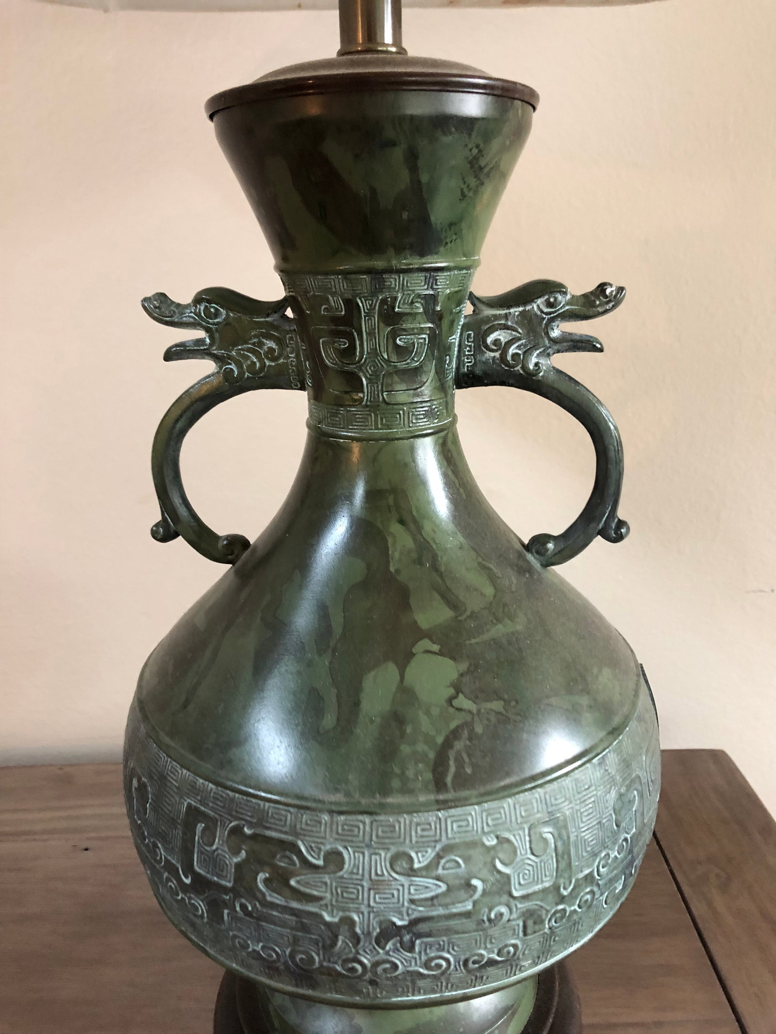 Vintage Mid-Century Chinese Bronze Marbro Lamps - a Pair - 3