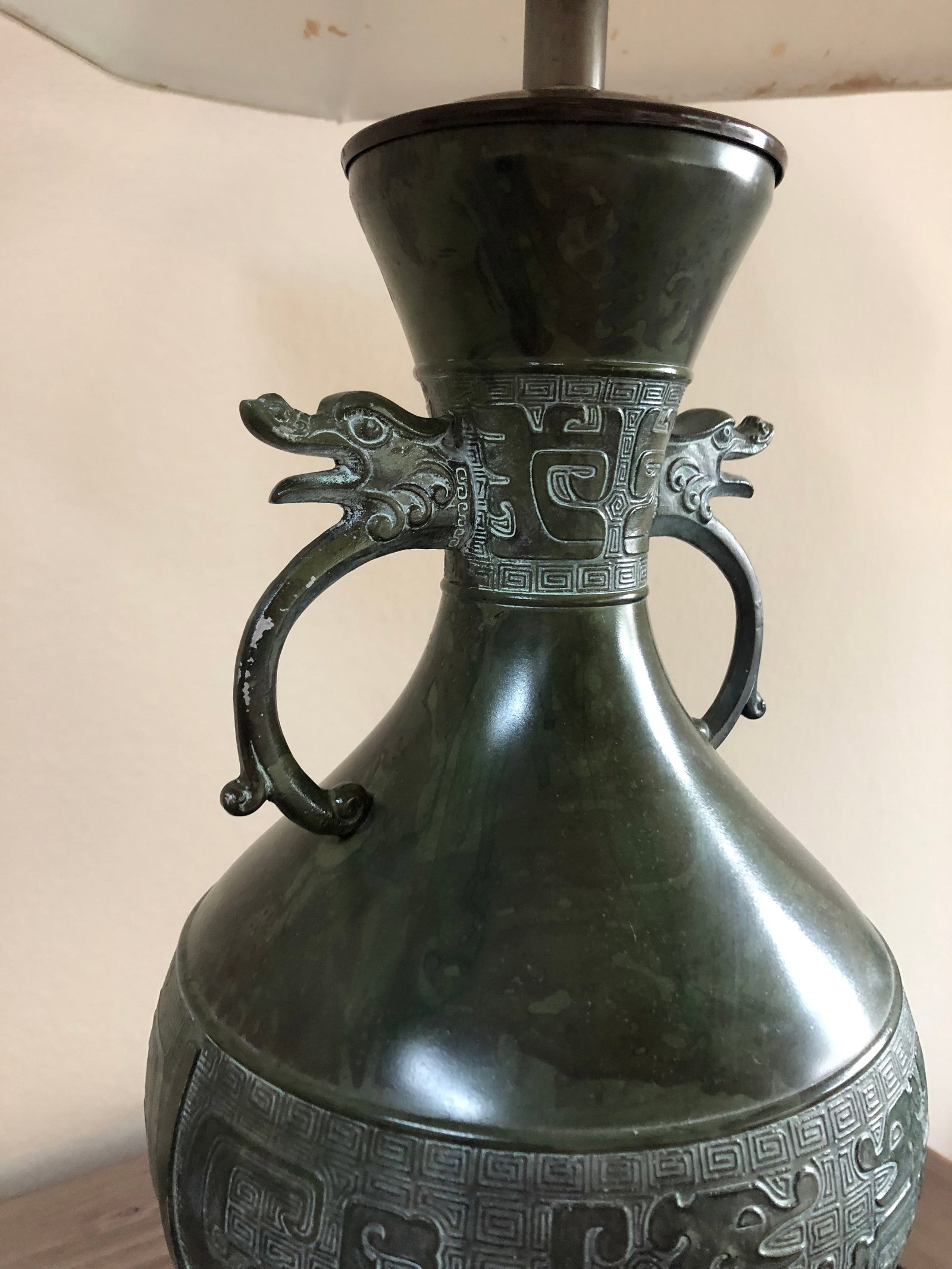 Vintage Mid-Century Chinese Bronze Marbro Lamps - a Pair - 4