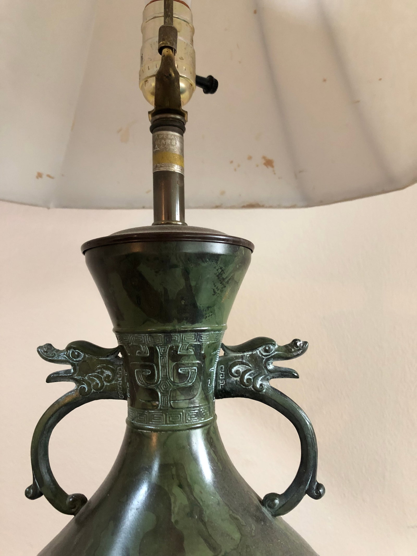 Vintage Mid-Century Chinese Bronze Marbro Lamps - a Pair - 6
