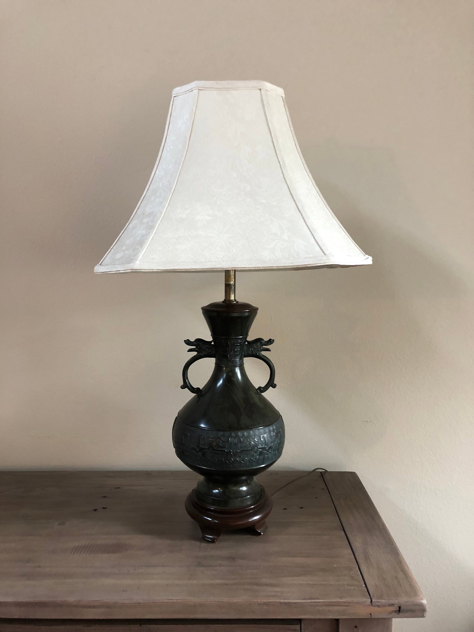 Vintage Mid-Century Chinese Bronze Marbro Lamps - a Pair - 8