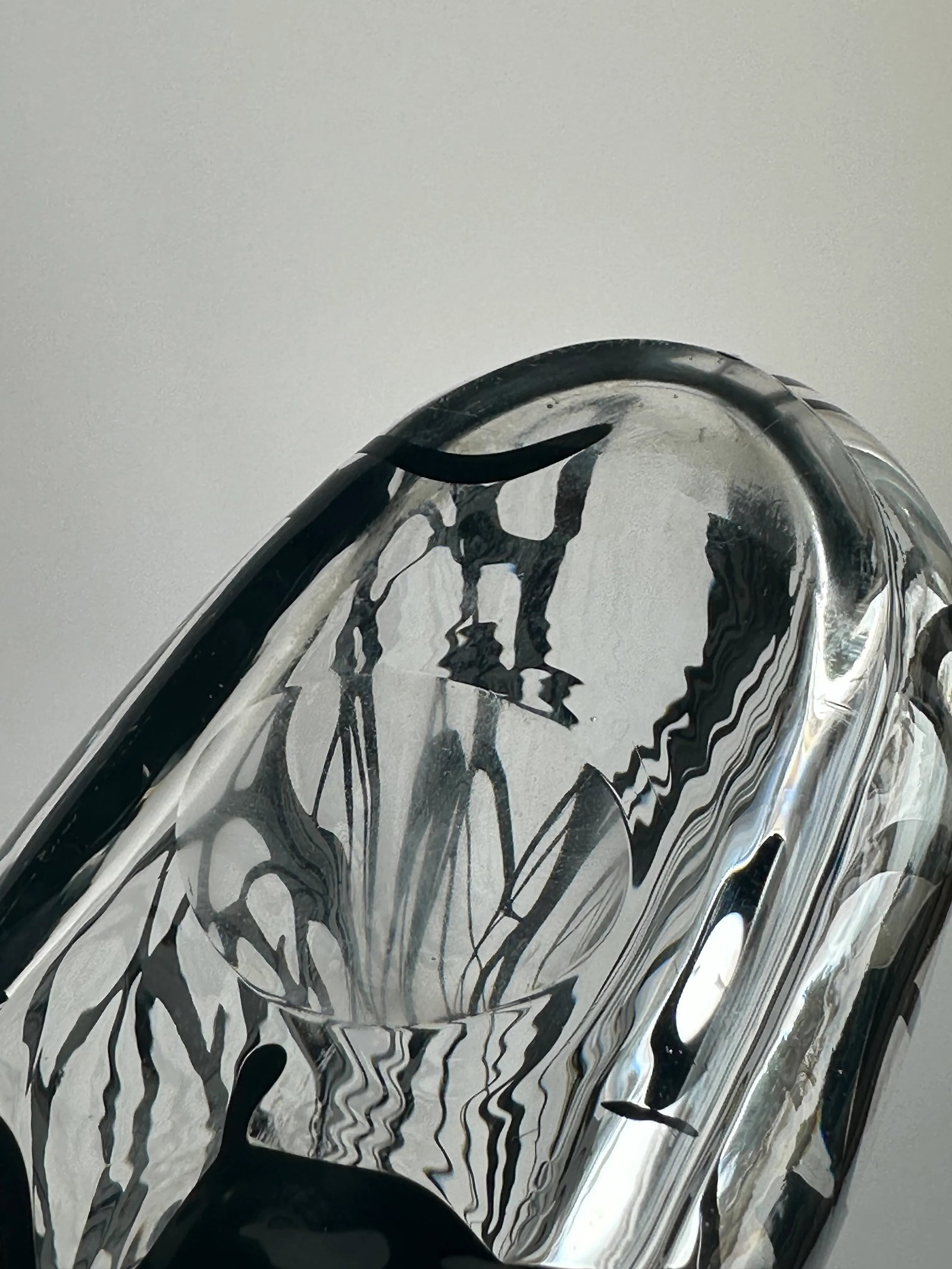 Handblown Murano Glass Vase With Black Expressionistic Detailing - 11