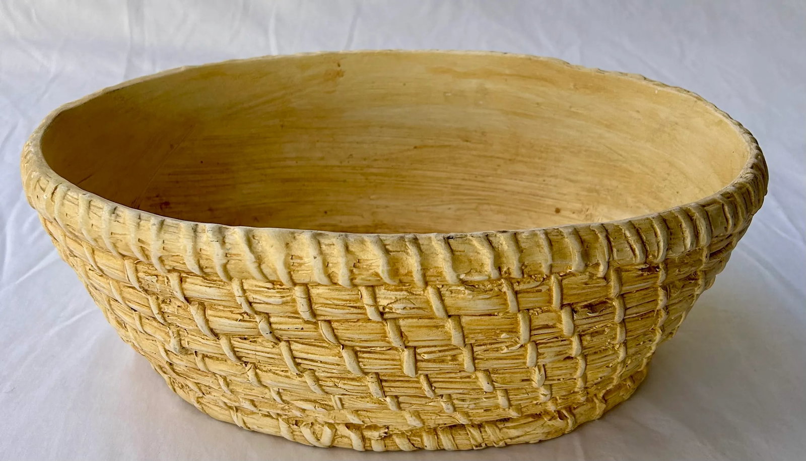 Late 20th Century Italian Trompe'-L'oeil Woven Seagrass Ceramic Planter - 2