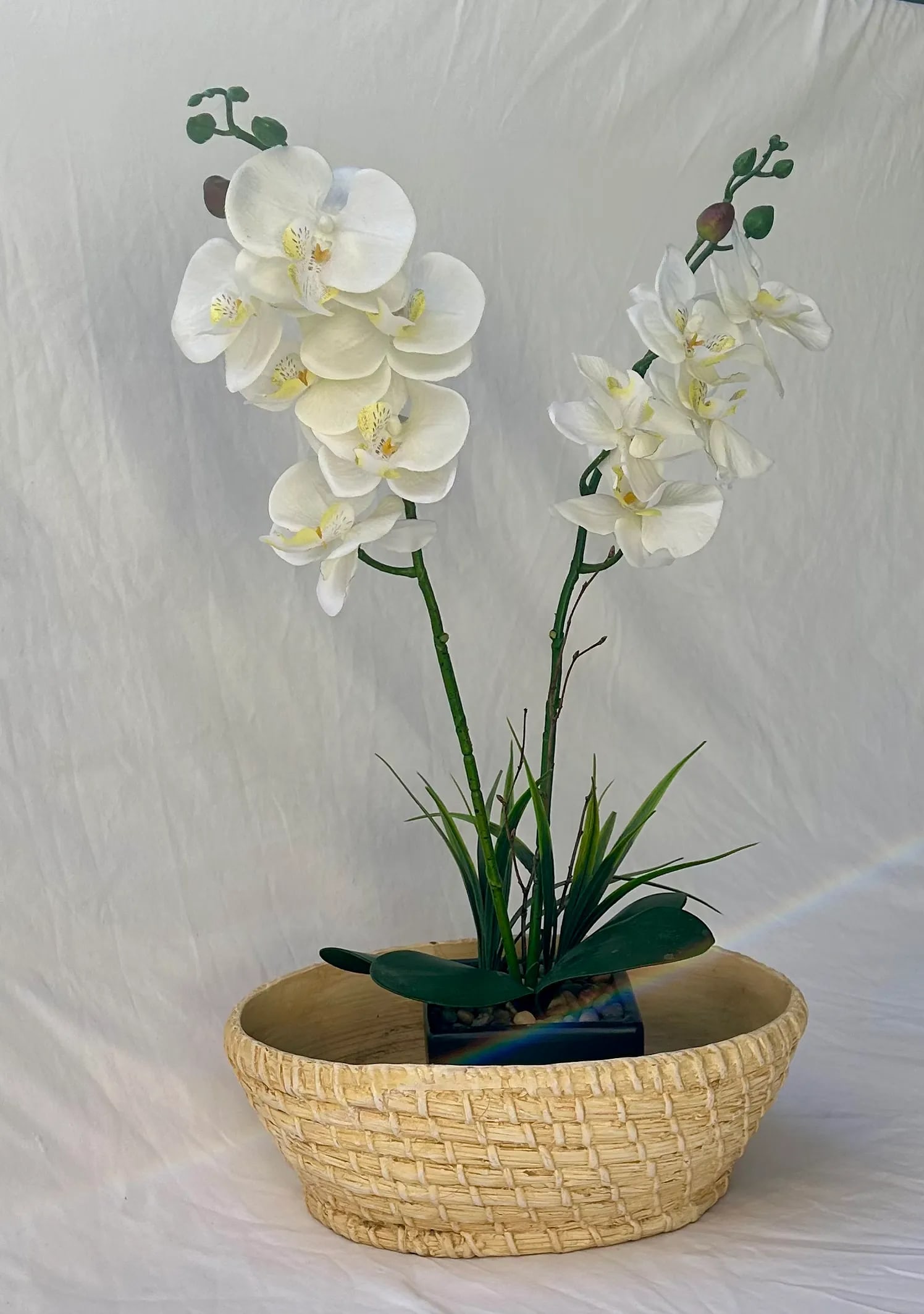 Late 20th Century Italian Trompe'-L'oeil Woven Seagrass Ceramic Planter - 9