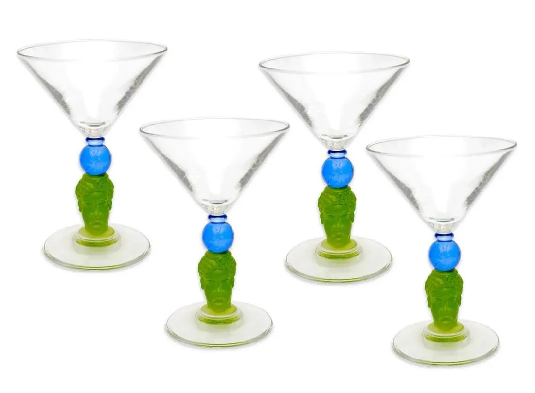1990s Richard Jolley Signed Martini Glasses- Set of 4 - 3