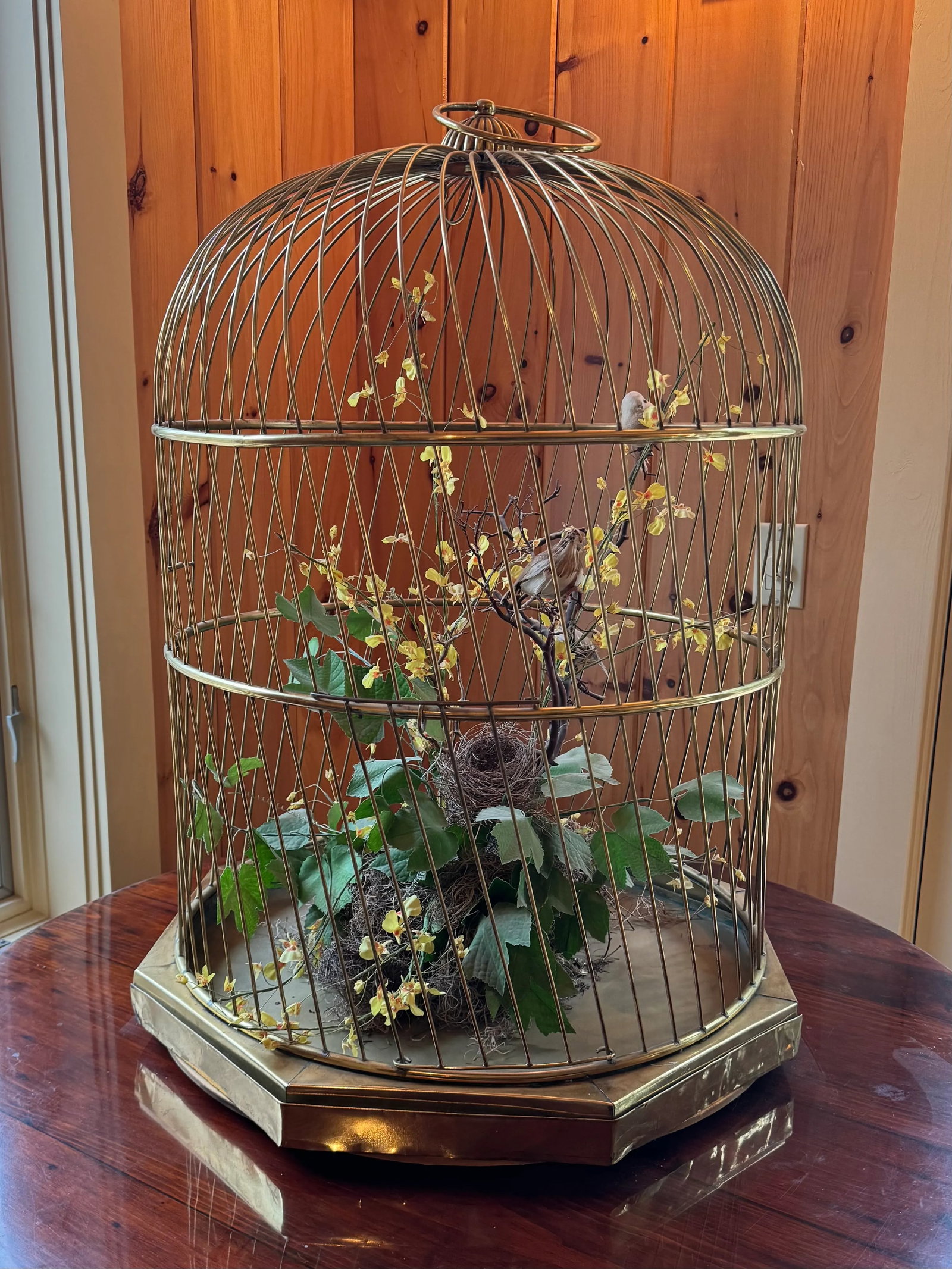 Late 19th Century Antique British Victorian Brass Bird Cage With Pullout Tray - 2