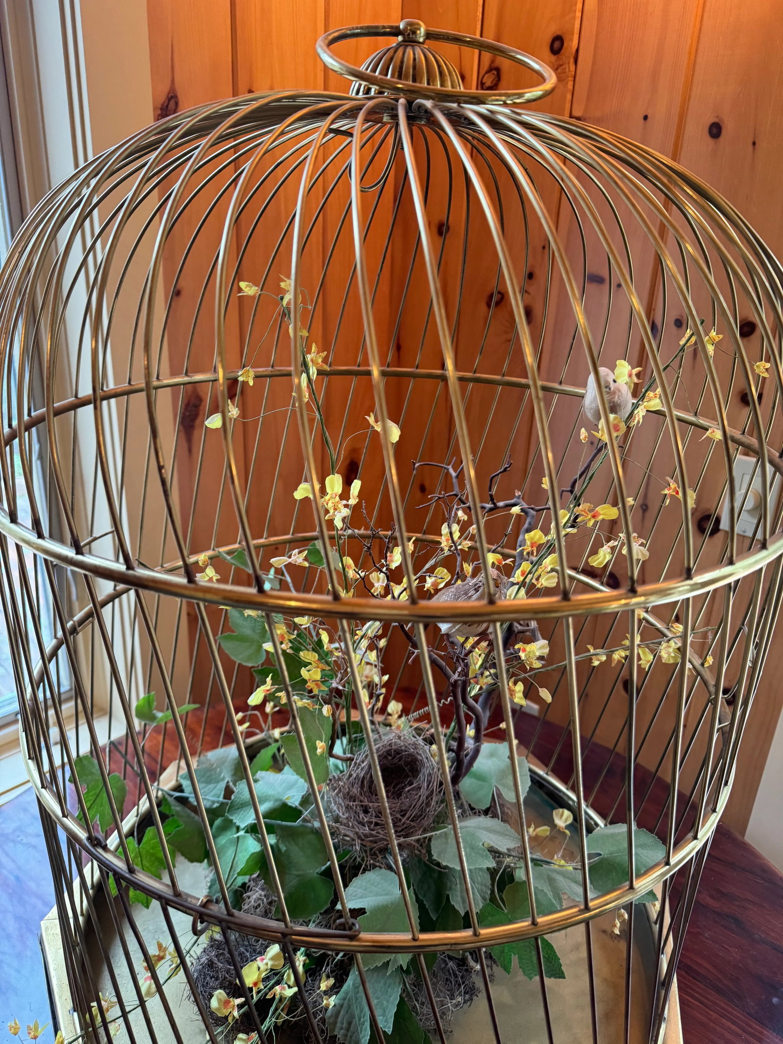 Late 19th Century Antique British Victorian Brass Bird Cage With Pullout Tray - 3