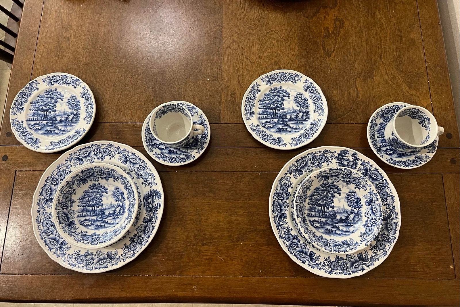 1980s Vintage Blue Country Scene by Myott Meakin Staffordshire Set- 10 Pieces - 2
