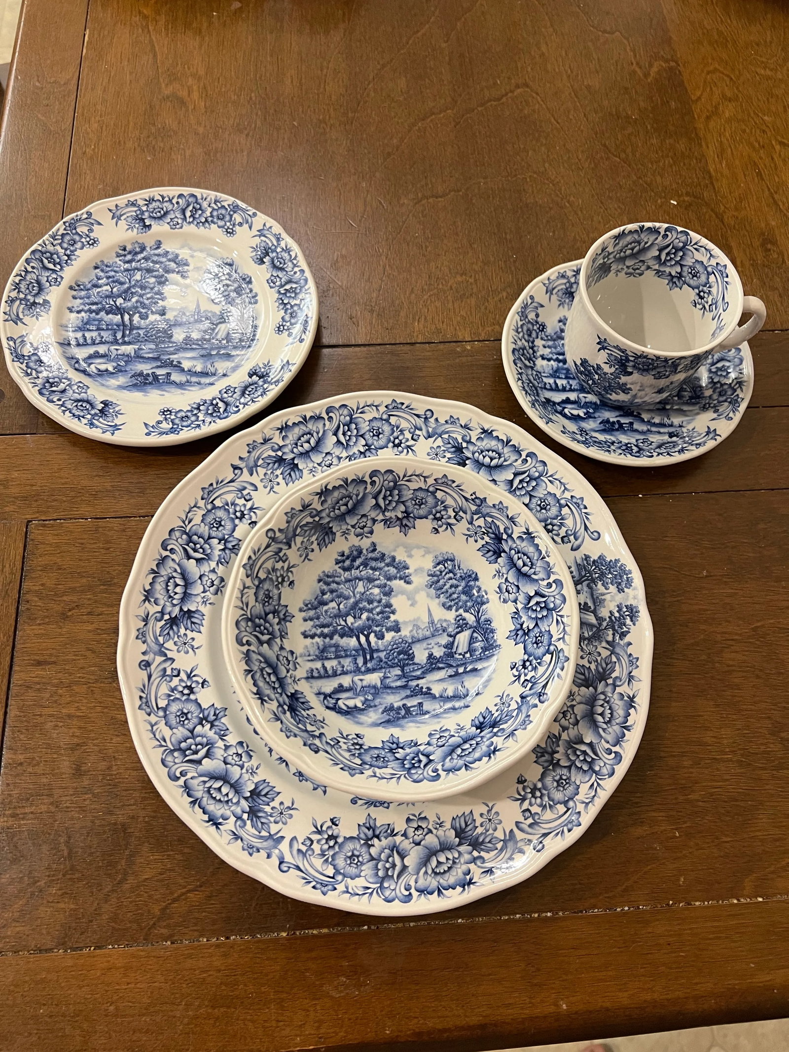 1980s Vintage Blue Country Scene by Myott Meakin Staffordshire Set- 10 Pieces - 3