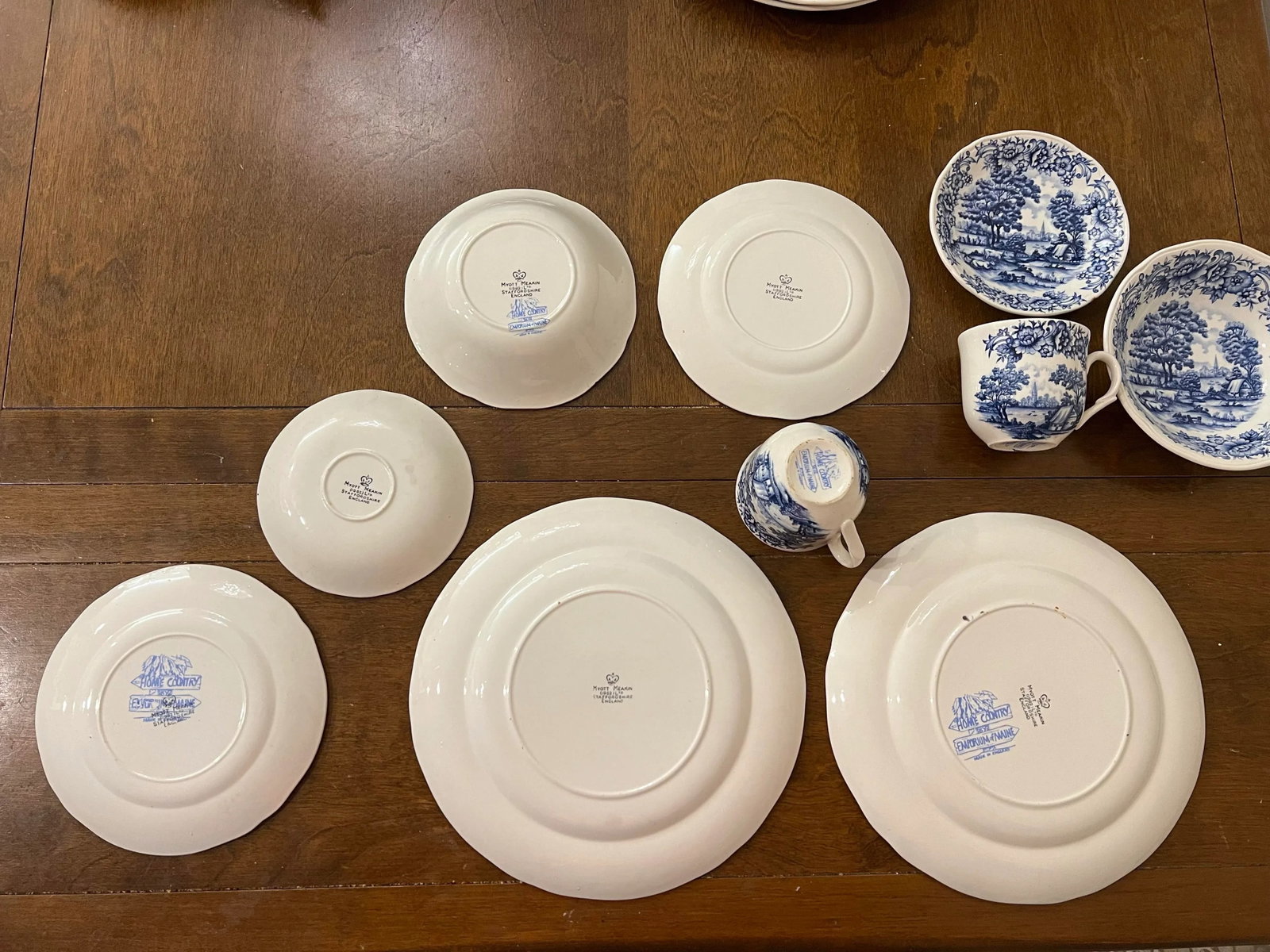 1980s Vintage Blue Country Scene by Myott Meakin Staffordshire Set- 10 Pieces - 5