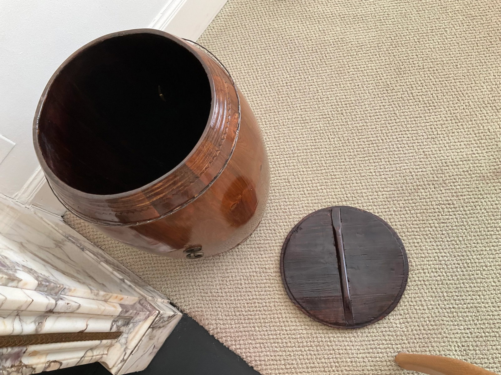 Pair Early 20th Century Chinese Rice Bucket Barrel - 2