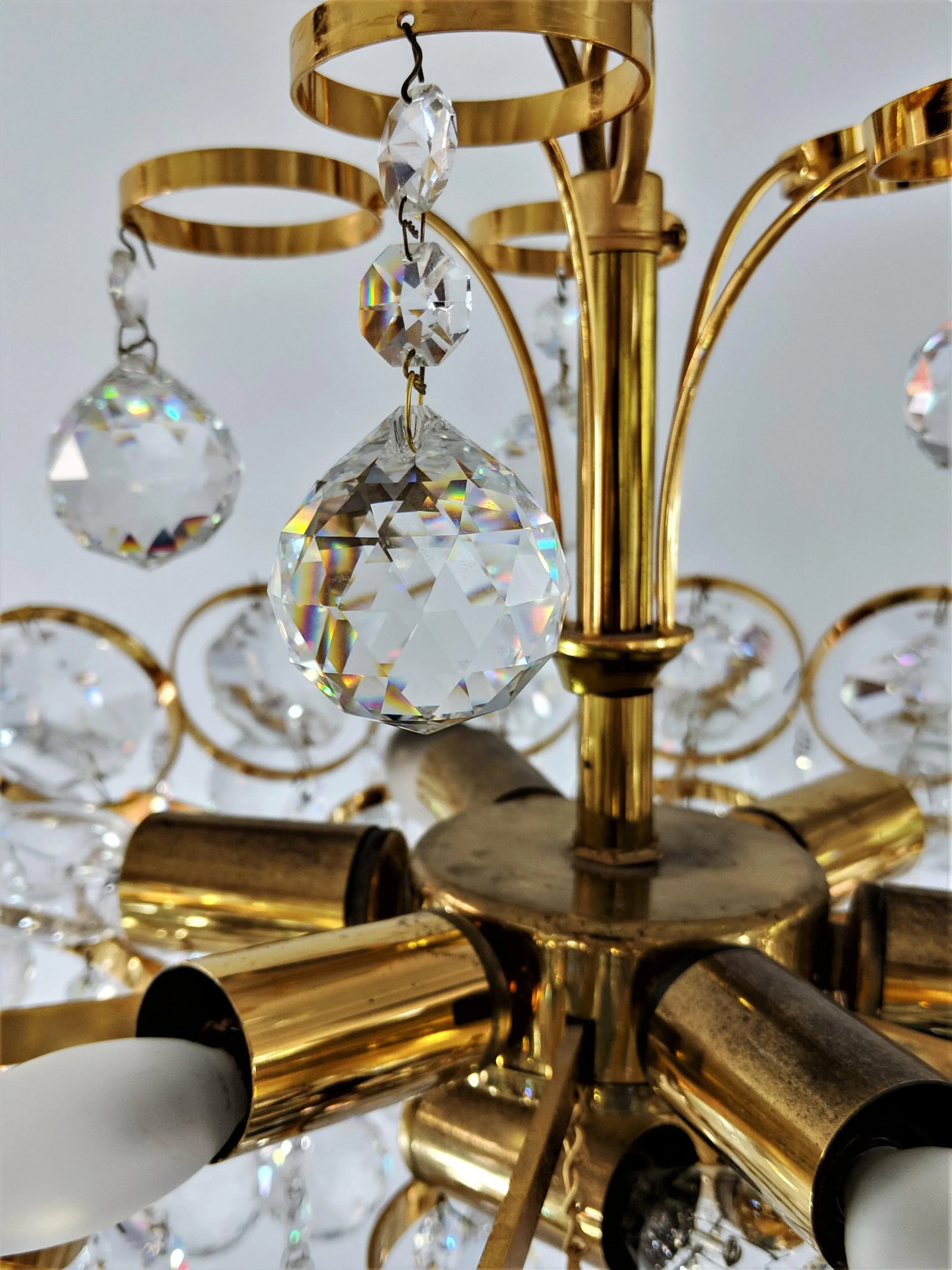 1970s Crystal and Gilt Brass Chandelier by J. L. Lobmeyr - 12