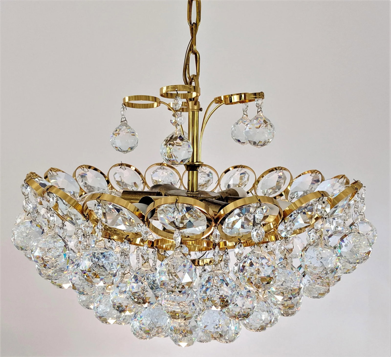 1970s Crystal and Gilt Brass Chandelier by J. L. Lobmeyr - 13