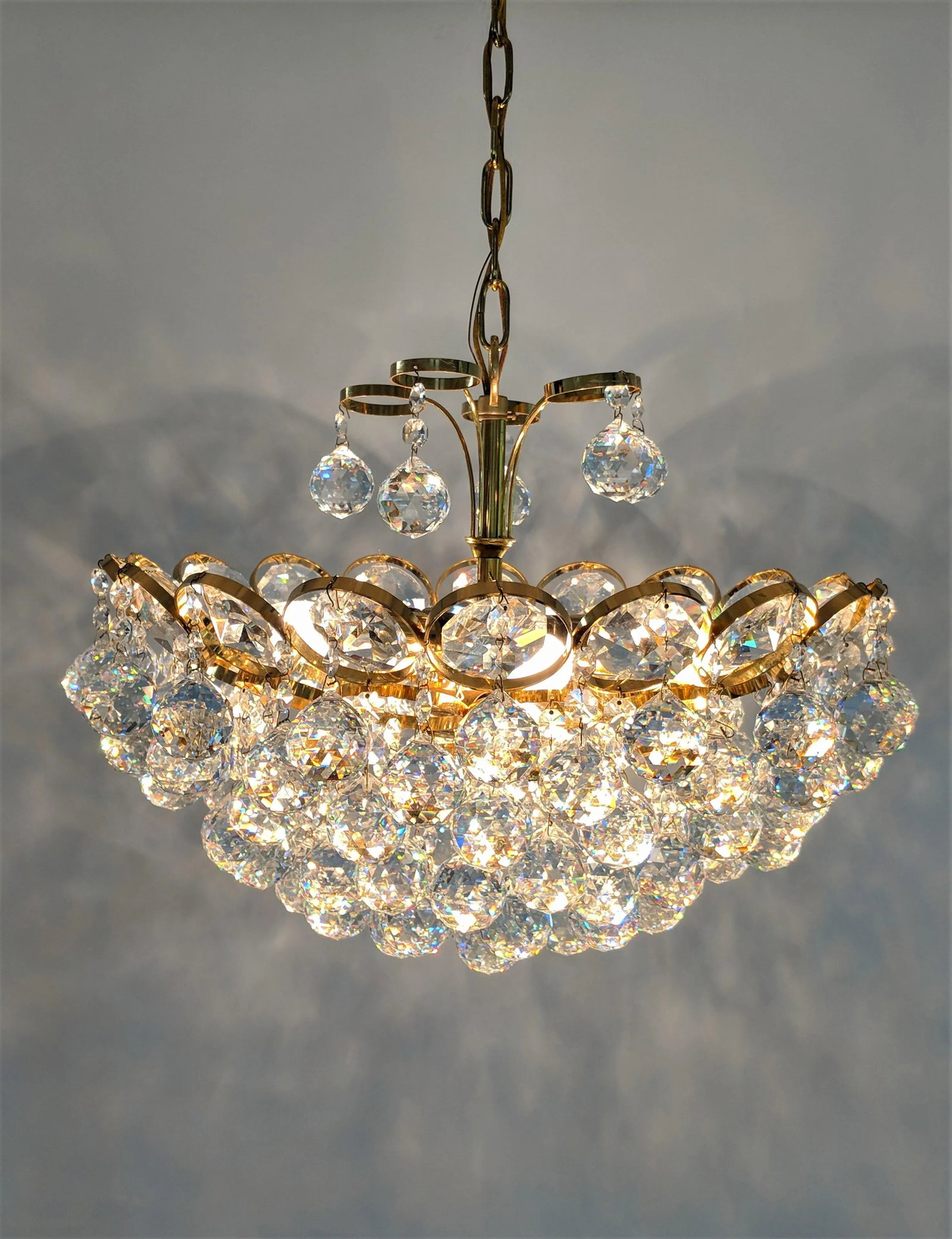 1970s Crystal and Gilt Brass Chandelier by J. L. Lobmeyr - 2