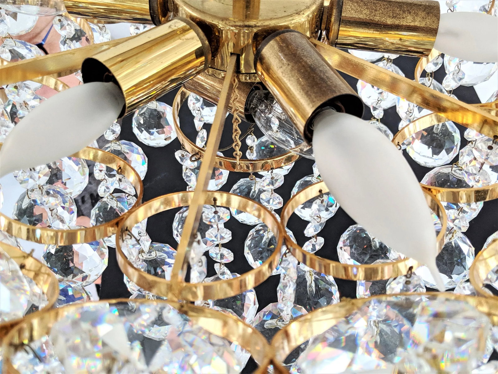 1970s Crystal and Gilt Brass Chandelier by J. L. Lobmeyr - 7