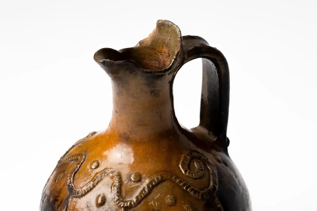 Antique Guatemalan Majolica Pottery Water Vessel Pitcher - 4