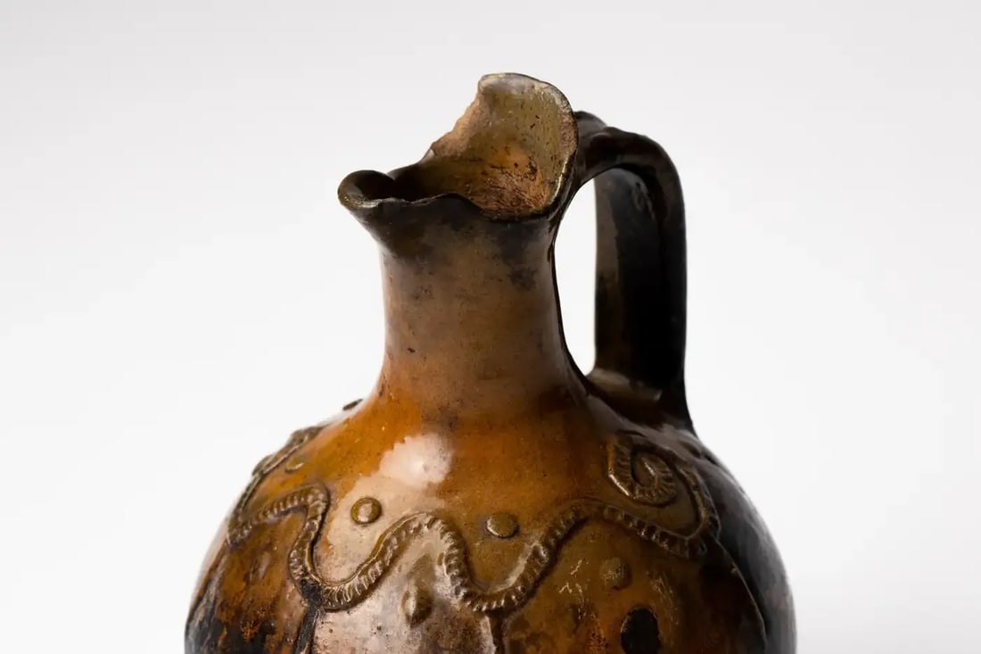 Antique Guatemalan Majolica Pottery Water Vessel Pitcher - 5