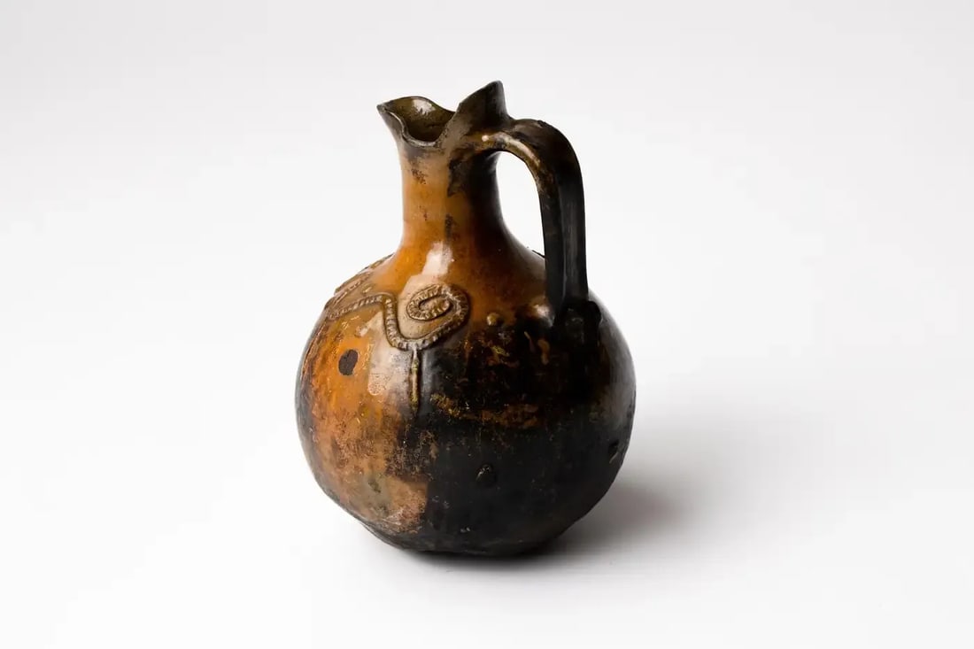 Antique Guatemalan Majolica Pottery Water Vessel Pitcher - 7