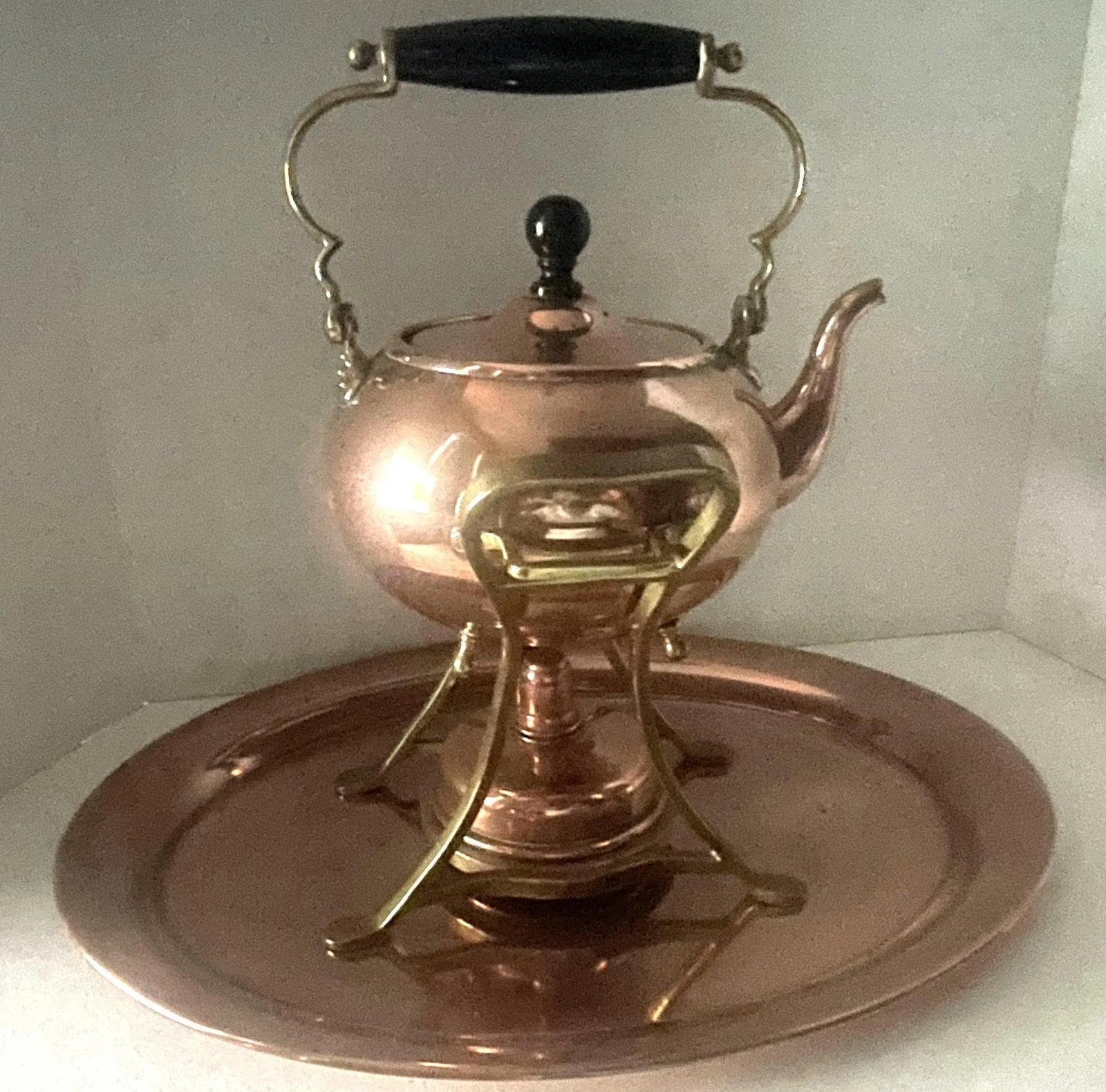 Early 20th Century Jos Heinrichs Copper Over Sterling Teapot With Tea Basket, Copper Tray & Cups- 7 - 3