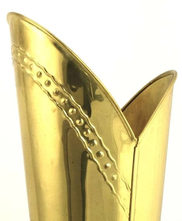 English Spurred Brass Knight's Boot Umbrella Stand - 6
