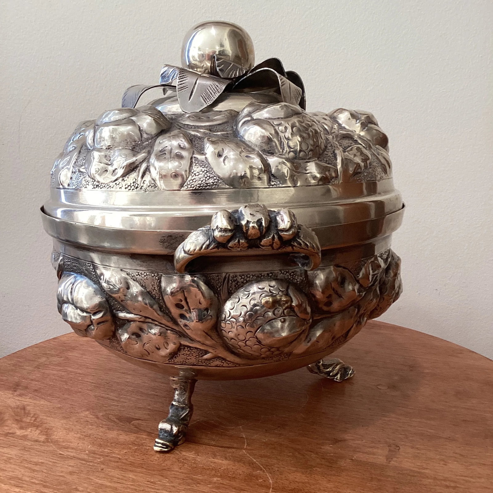 Antique Original Large Oval Silver Plated "Coquera" Dish/Tureen Stamp - 2