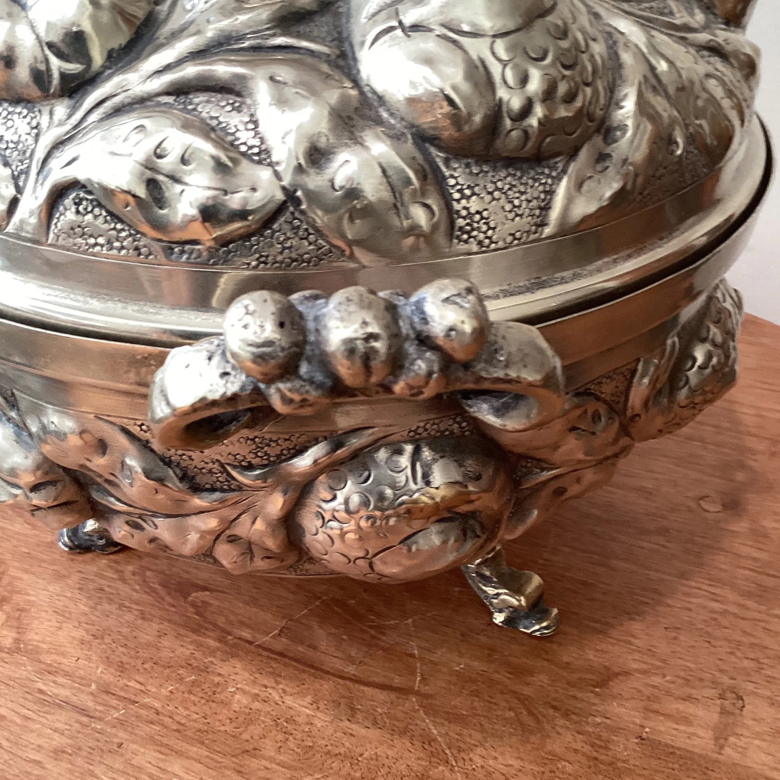 Antique Original Large Oval Silver Plated "Coquera" Dish/Tureen Stamp - 4