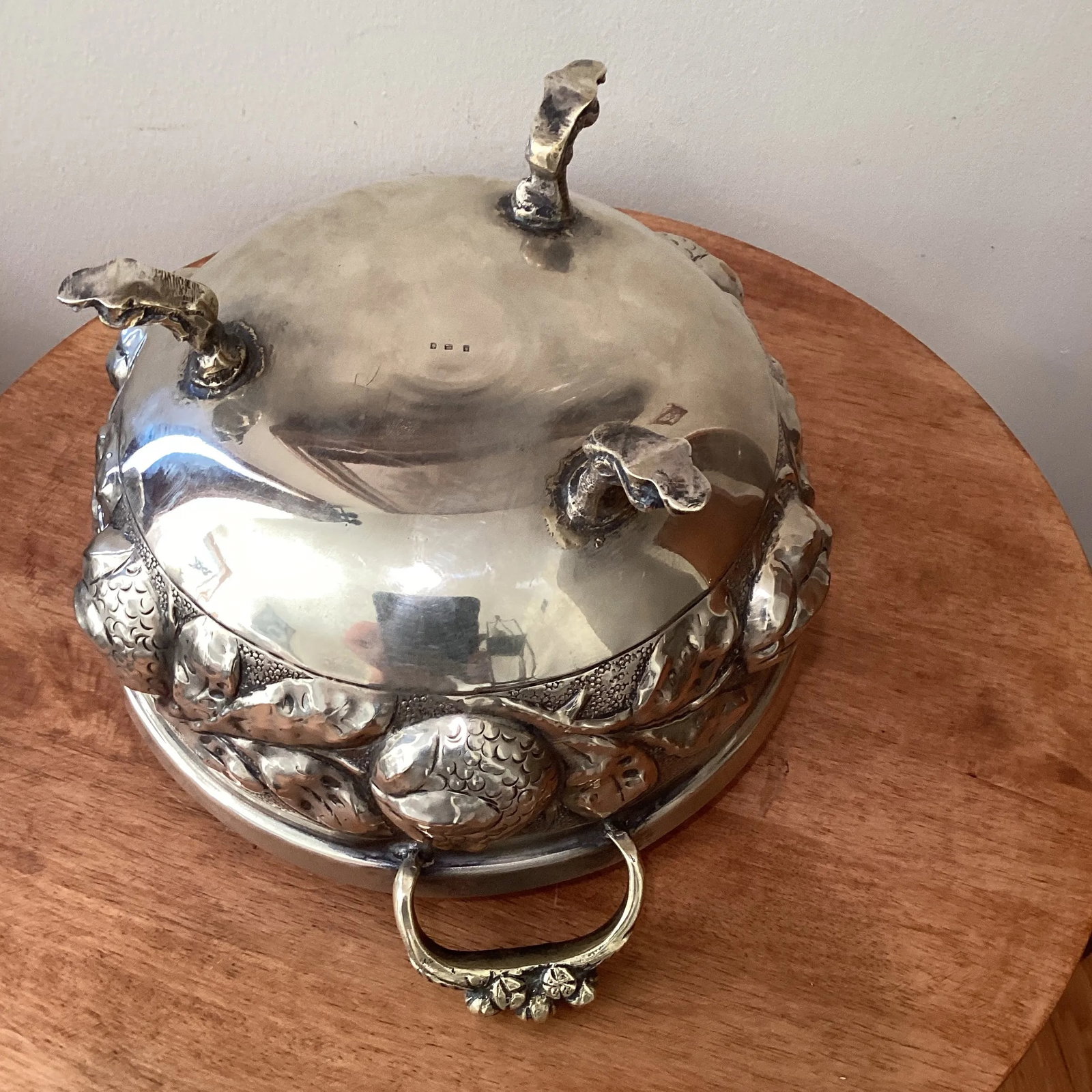 Antique Original Large Oval Silver Plated "Coquera" Dish/Tureen Stamp - 8
