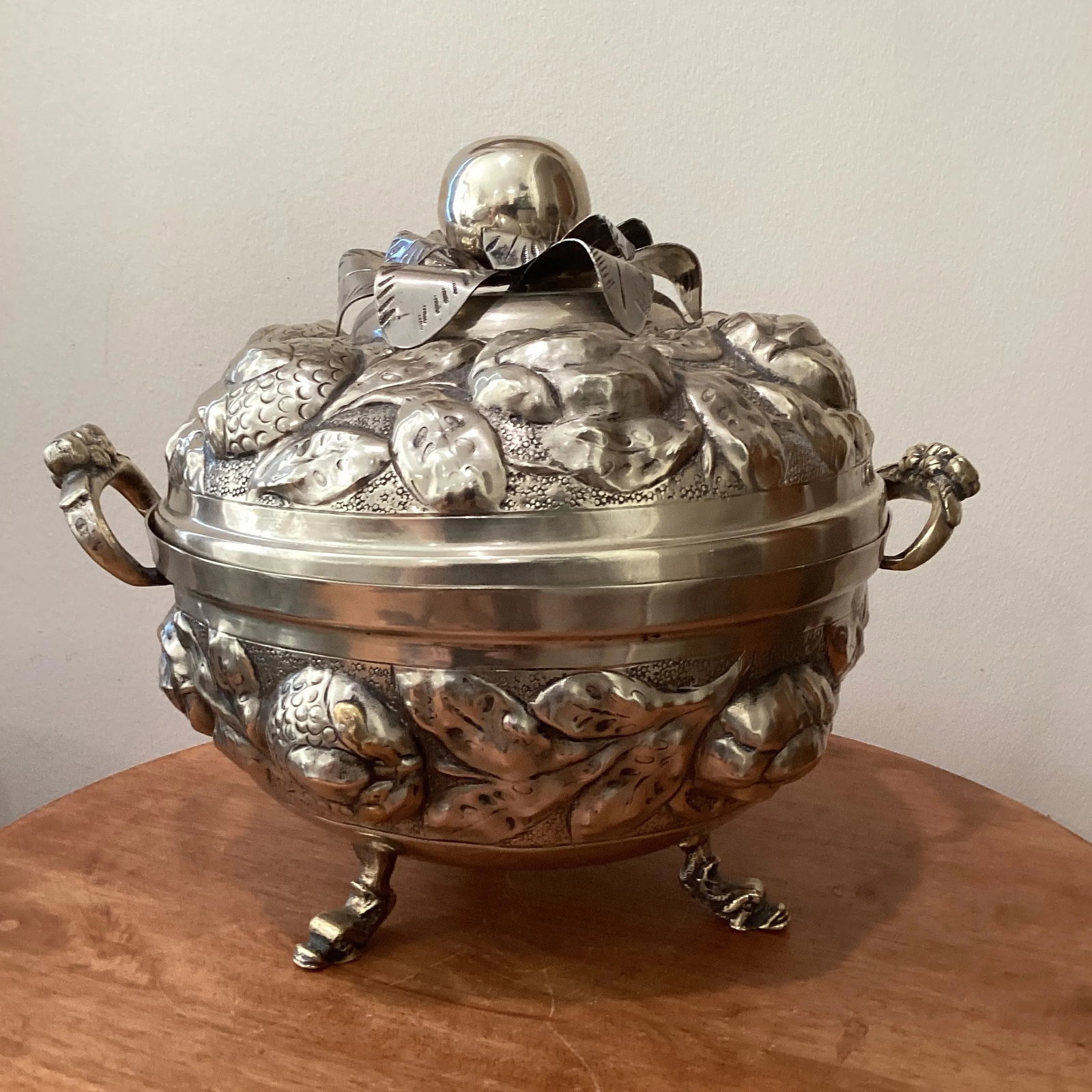 Antique Original Large Oval Silver Plated "Coquera" Dish/Tureen Stamp - 9