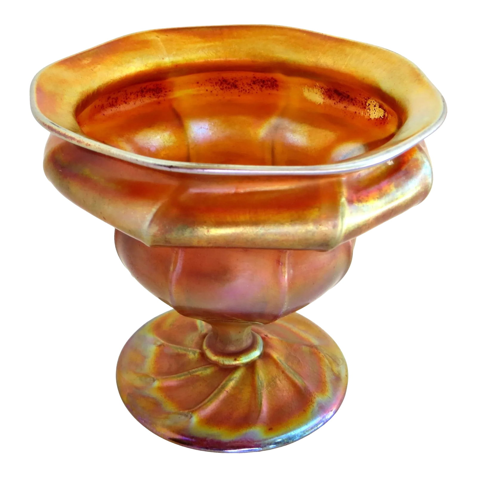 Amber "Sherbet" Favrile Glass Compote by Tiffany Signed Lct New York, Circa 1905 (1 of 8)