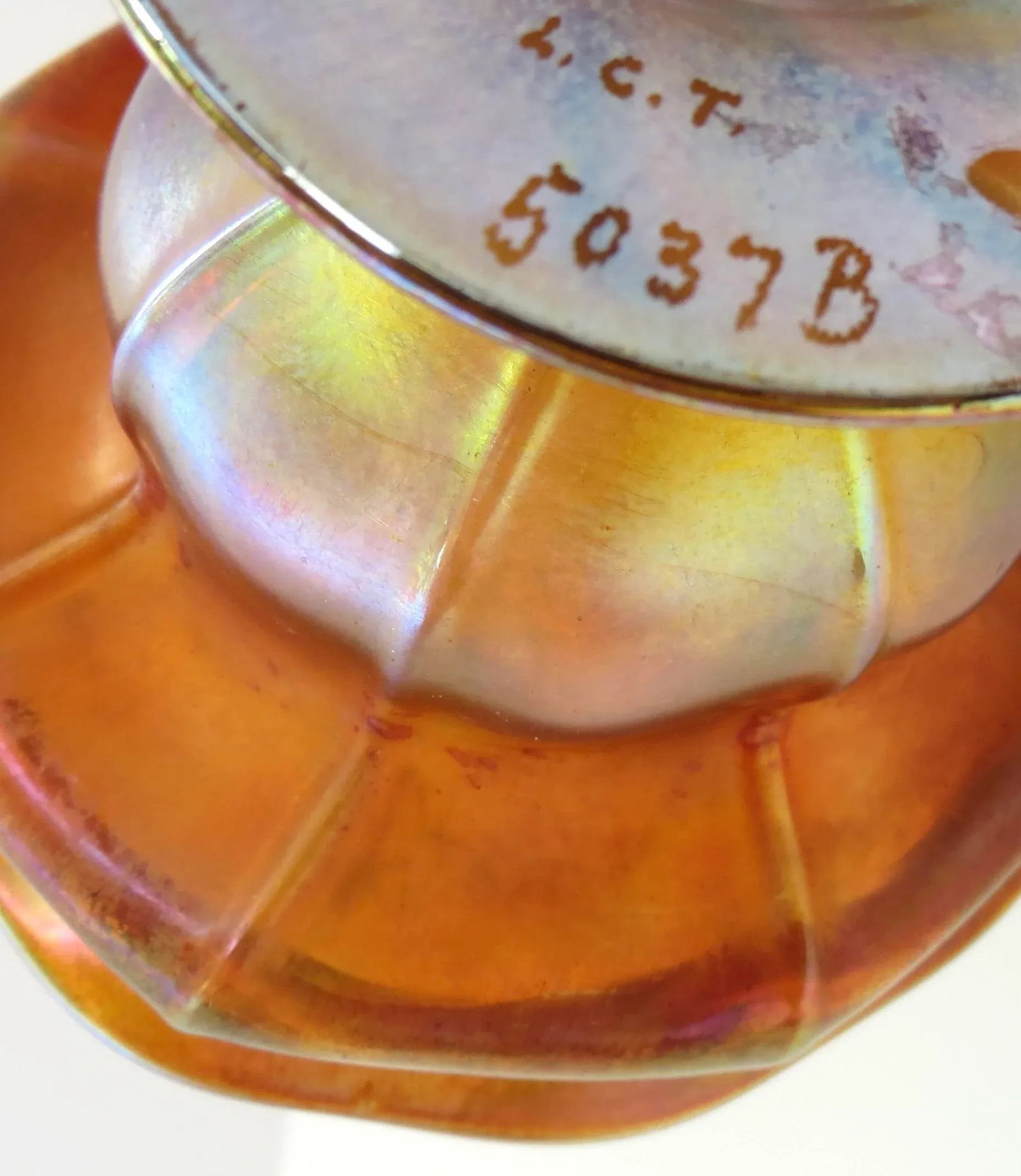 Amber "Sherbet" Favrile Glass Compote by Tiffany Signed Lct New York, Circa 1905 - 3