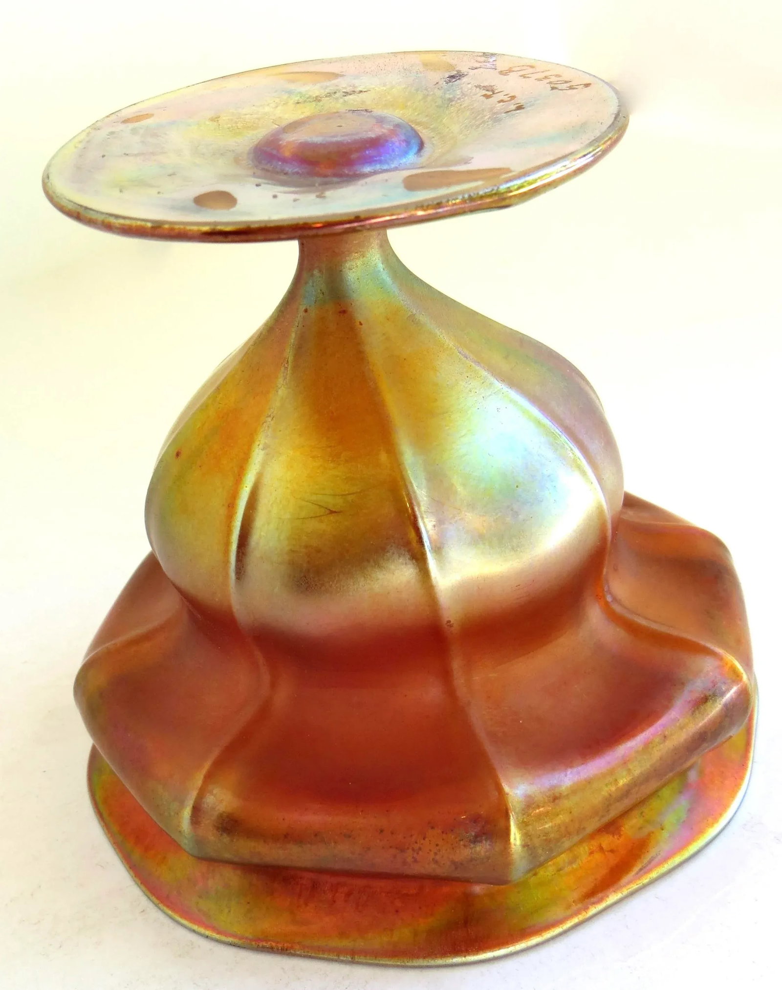 Amber "Sherbet" Favrile Glass Compote by Tiffany Signed Lct New York, Circa 1905 - 4